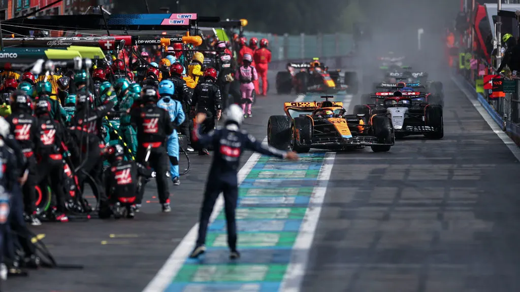 SPA, BELGIUM - JULY 29: Oscar Piastri of Australia driving the (81) McLaren MCL60 Mercedes out of