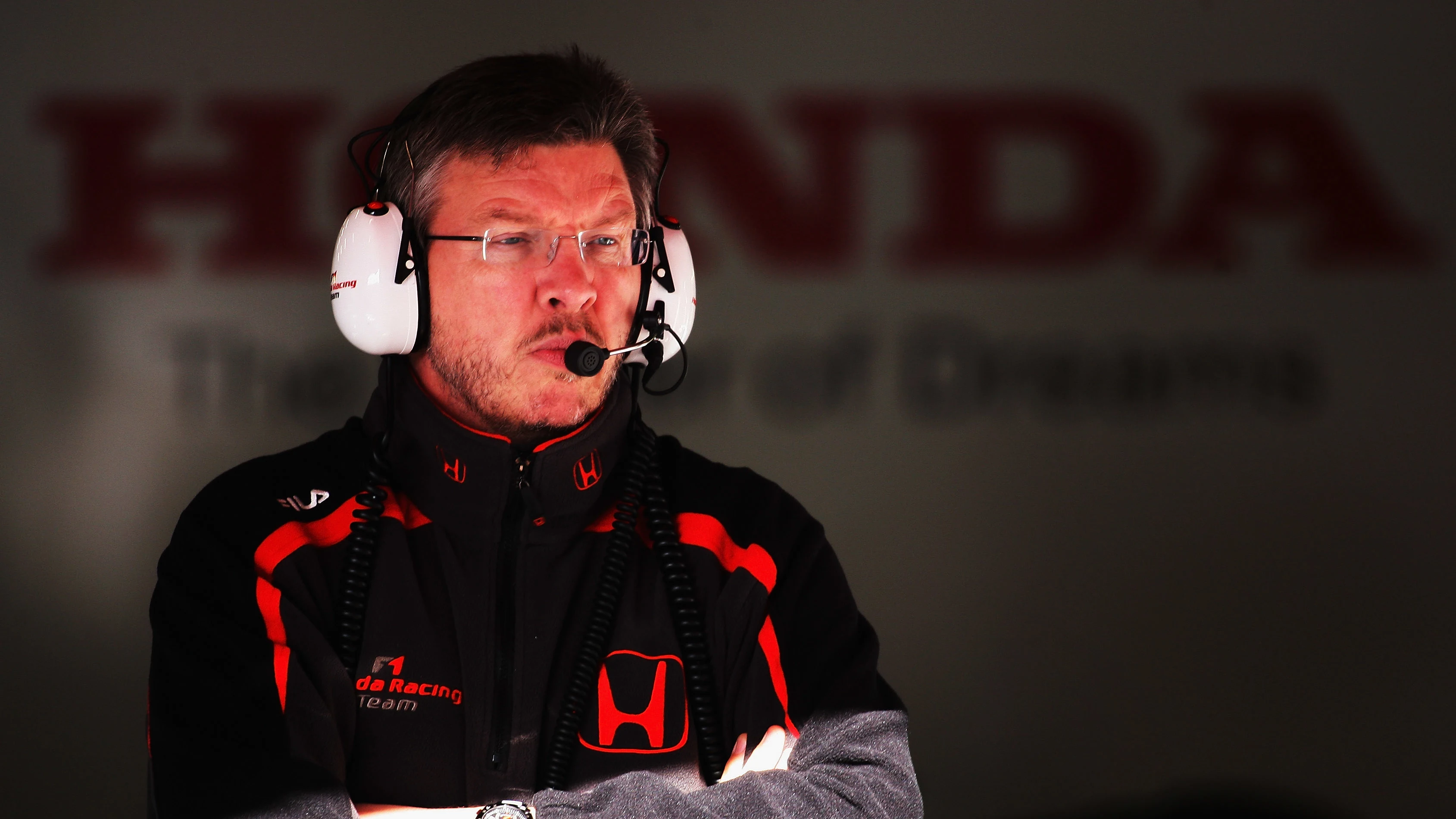 BARCELONA, SPAIN - FEBRUARY 03: Team Principal of Honda Formula 1, Ross Brawn keeps an eye on the