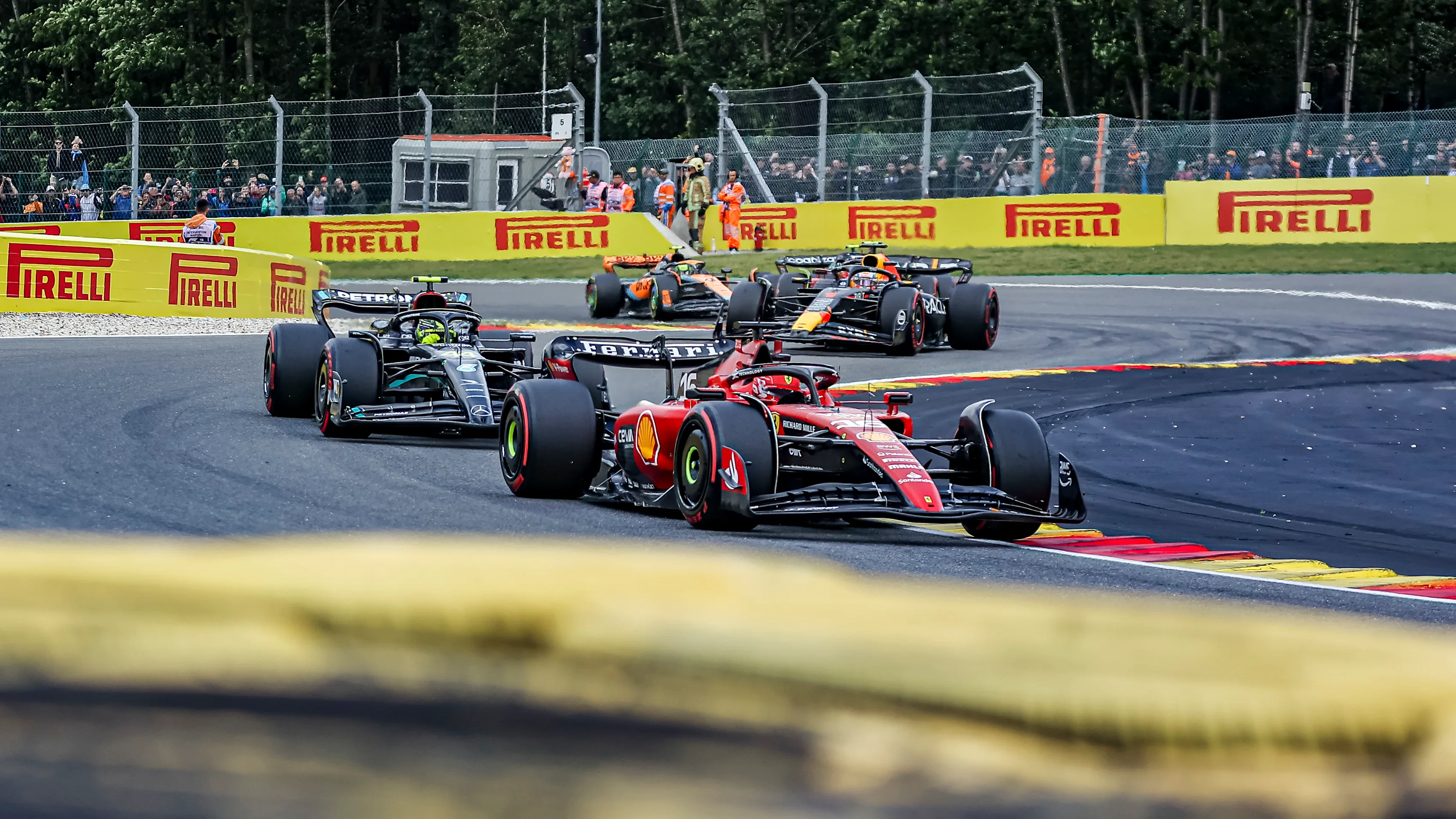 Charles Leclerc of Monaco driving the with number 16, a Scuderia Ferrari SF-23 of Ferrari F1 team,
