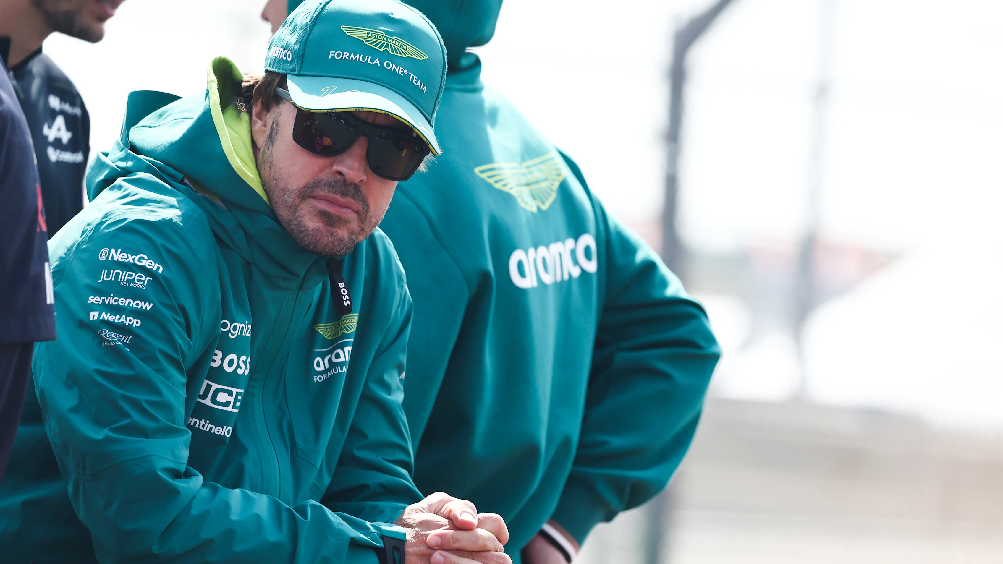 ZANDVOORT, NETHERLANDS - AUGUST 23: Fernando Alonso of Spain and Aston Martin F1 Team looks on from