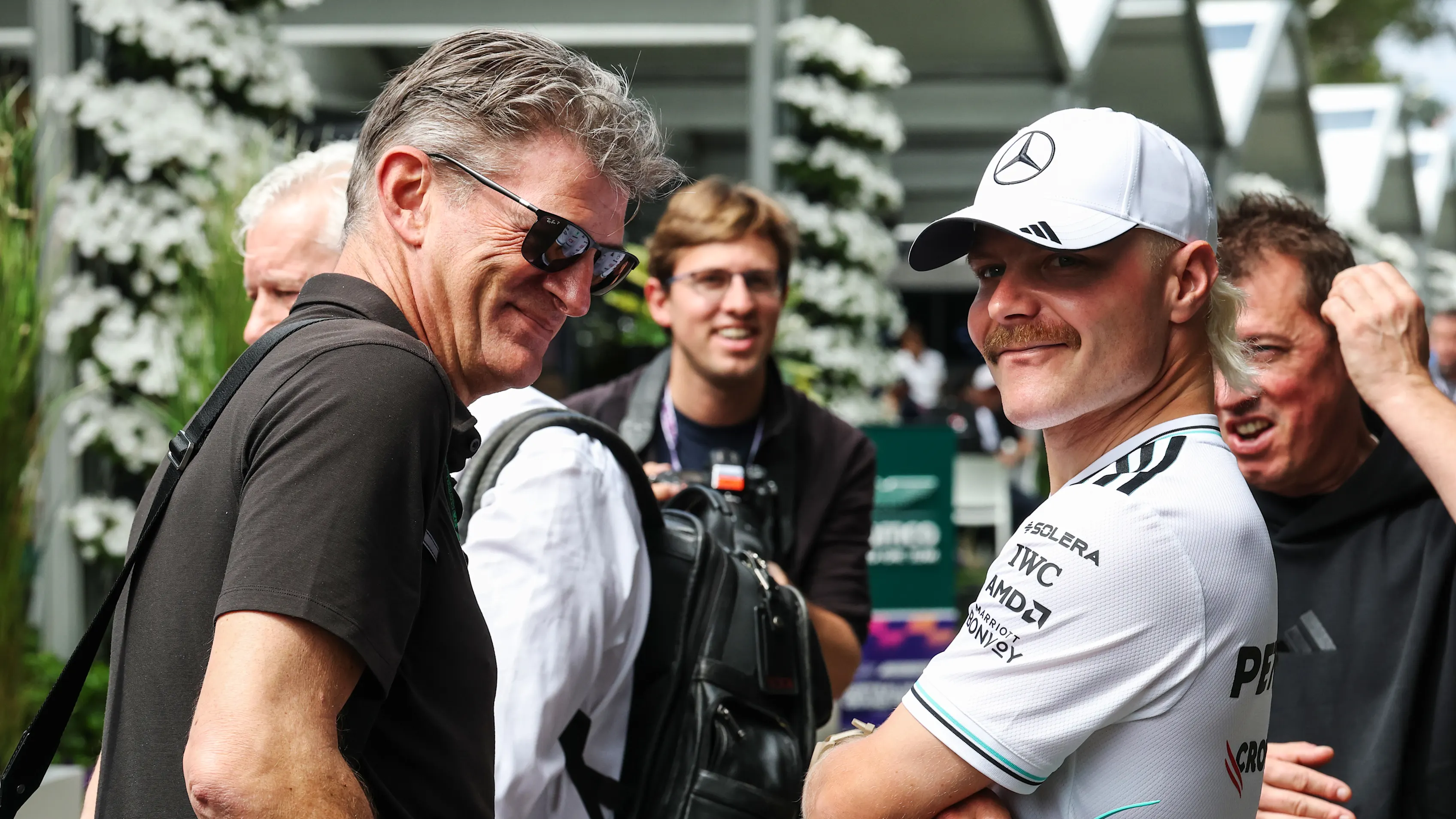 MELBOURNE, AUSTRALIA - MARCH 13: Valtteri Bottas of Finland and Mercedes AMG Petronas F1 Team talks