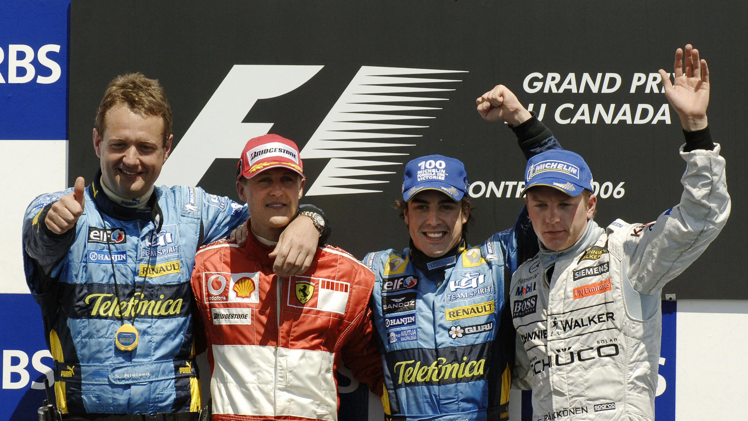 Montreal, CANADA: On the podium after the Formula One Grand Prix of Canada are third place
