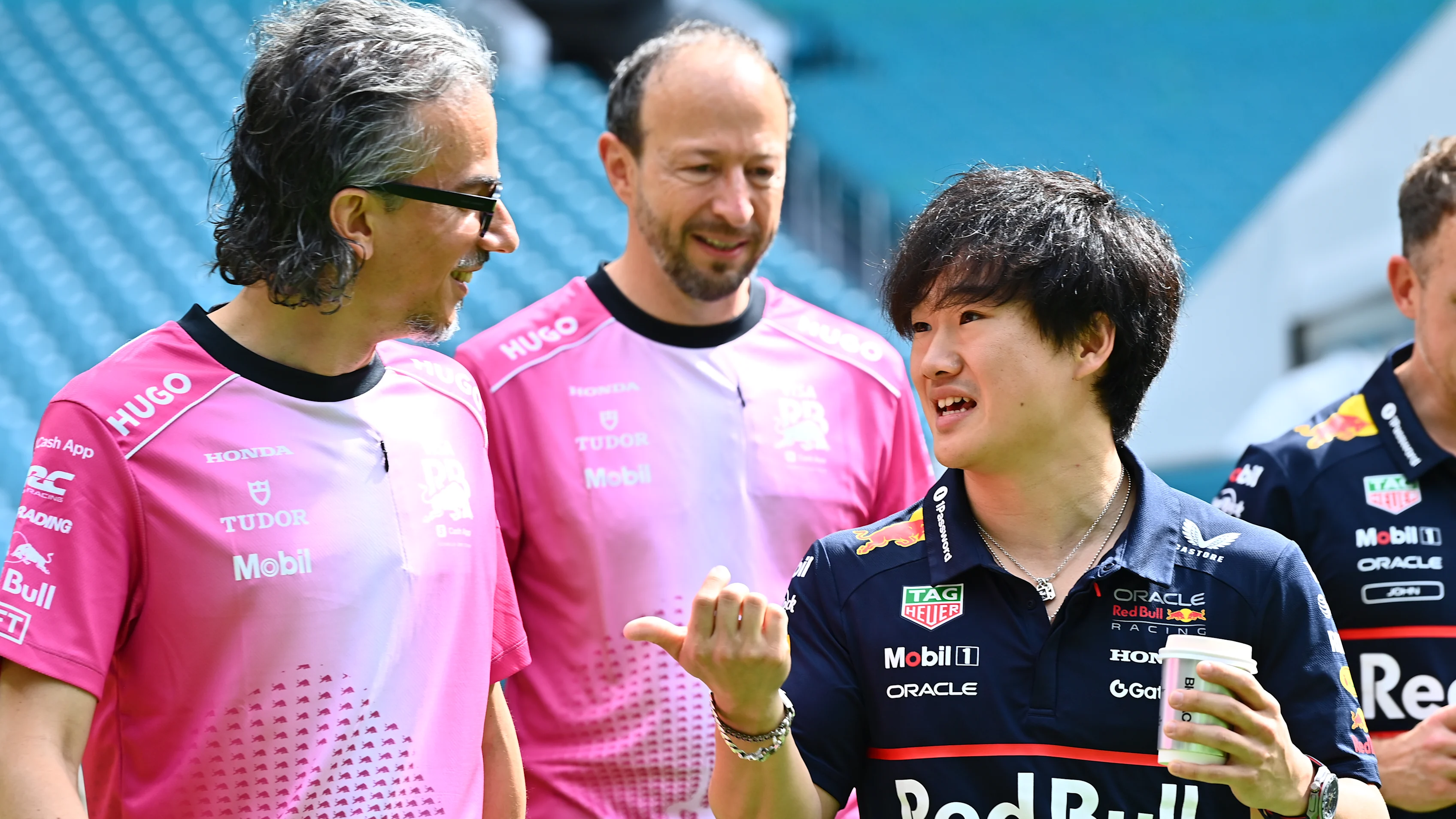 MIAMI, FLORIDA - MAY 02: Laurent Mekies, Team Principal of Visa Cash App Racing Bulls with Yuki