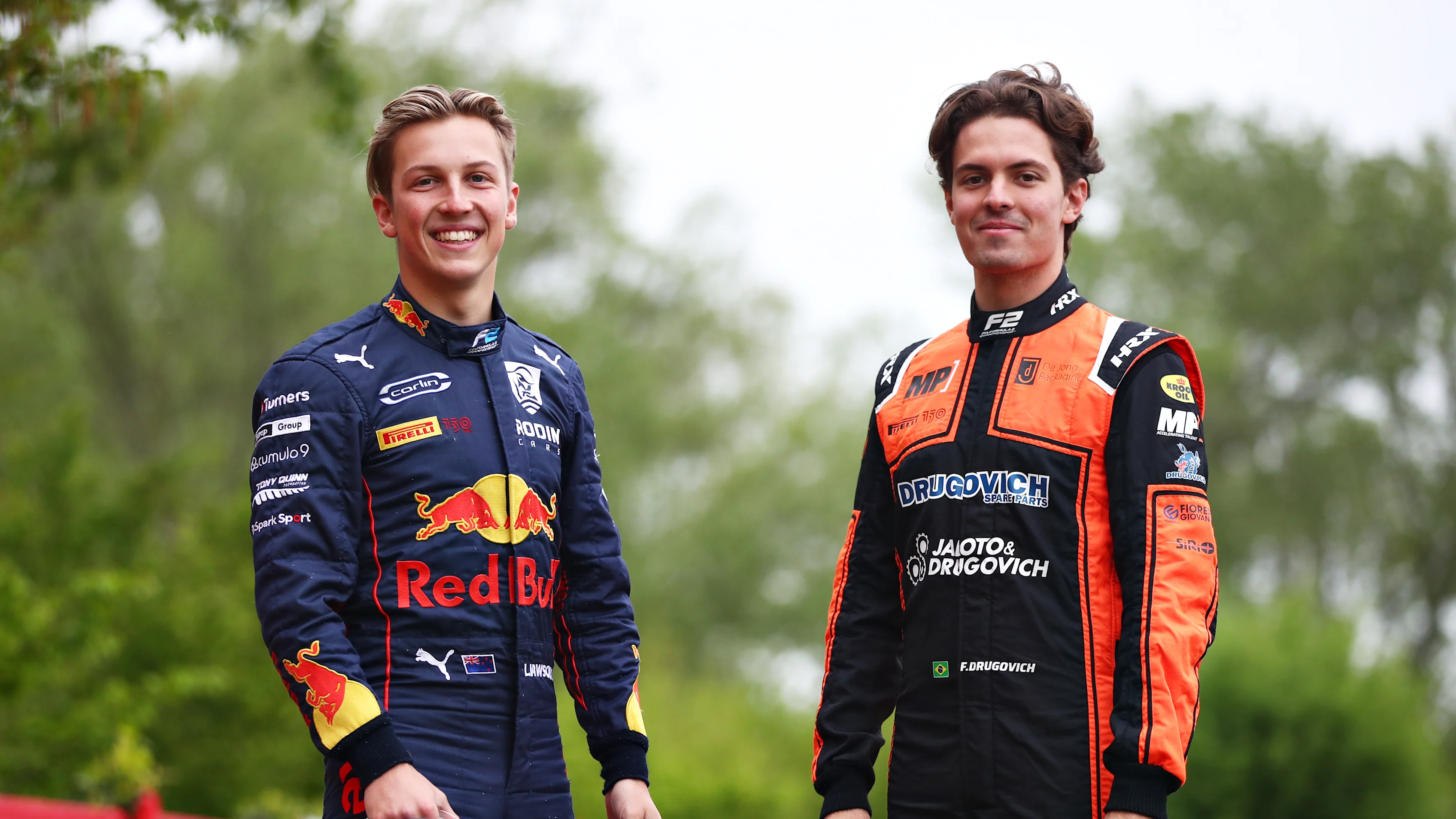 IMOLA, ITALY - APRIL 21: Sprint race winner at Round 2:Jeddah Liam Lawson of New Zealand and Carlin