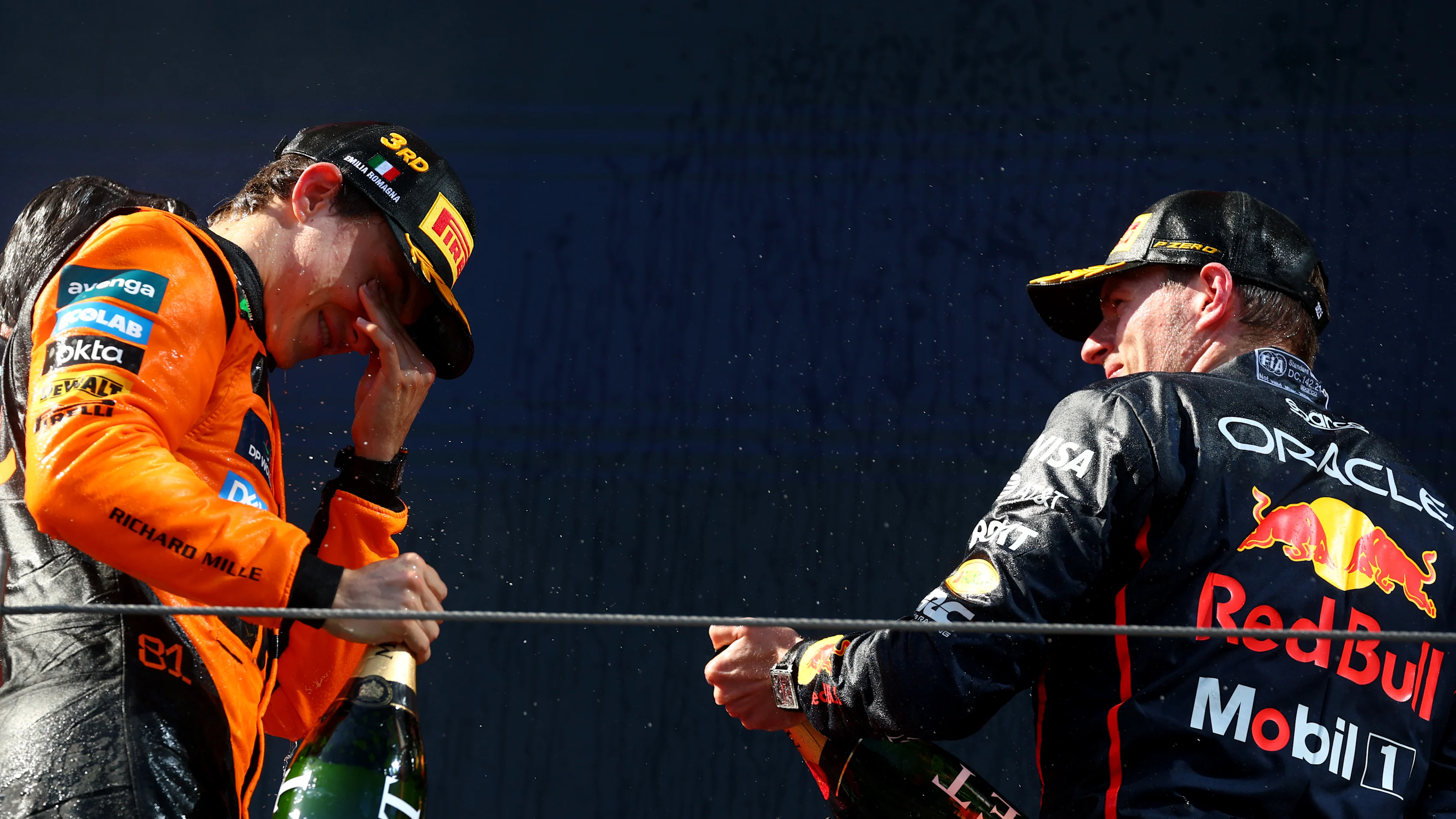 IMOLA, ITALY - MAY 18: Race winner Max Verstappen of the Netherlands and Oracle Red Bull Racing on