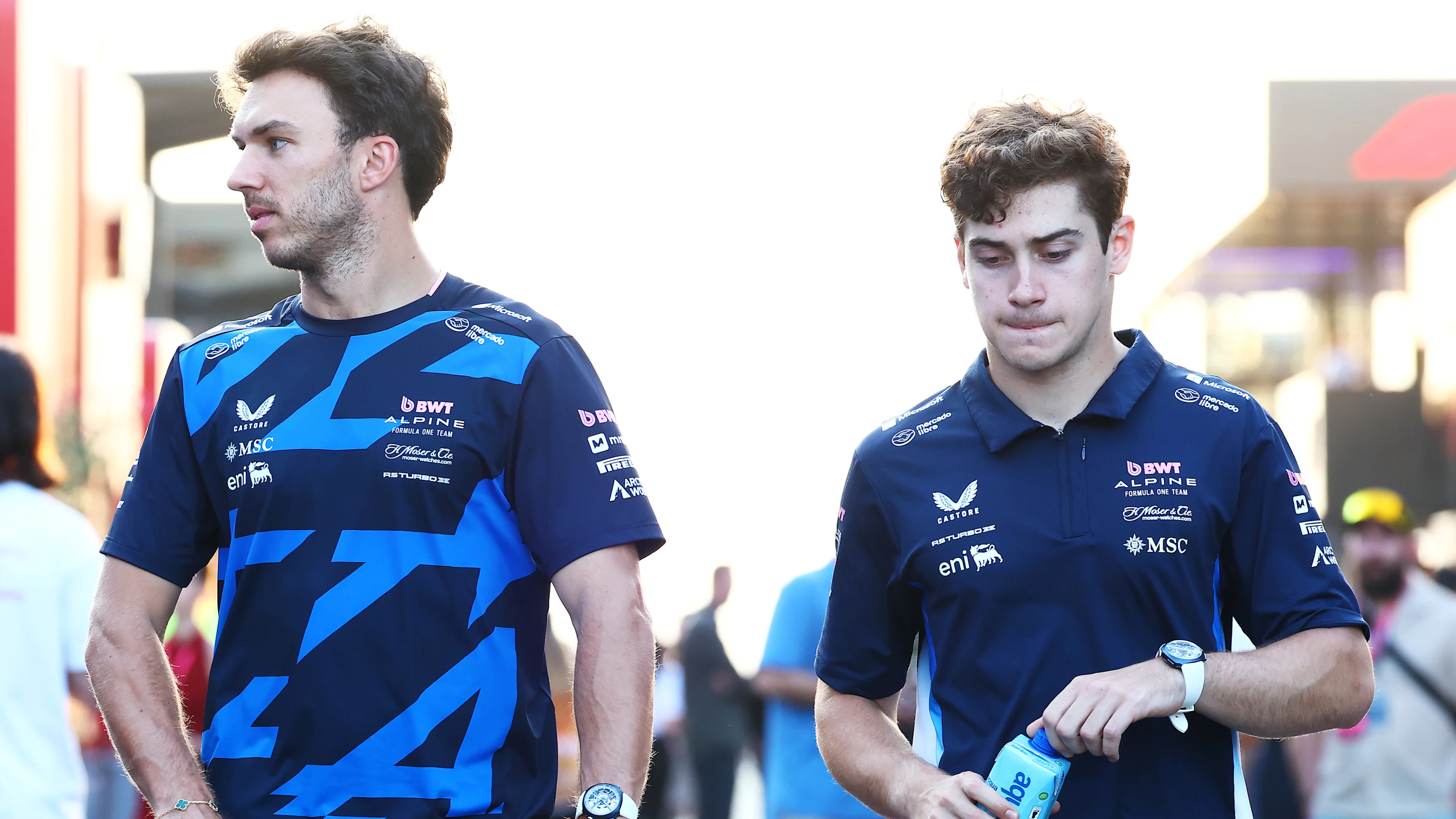 BUDAPEST, HUNGARY - AUGUST 01: Pierre Gasly of France and Alpine F1 with Franco Colapinto of