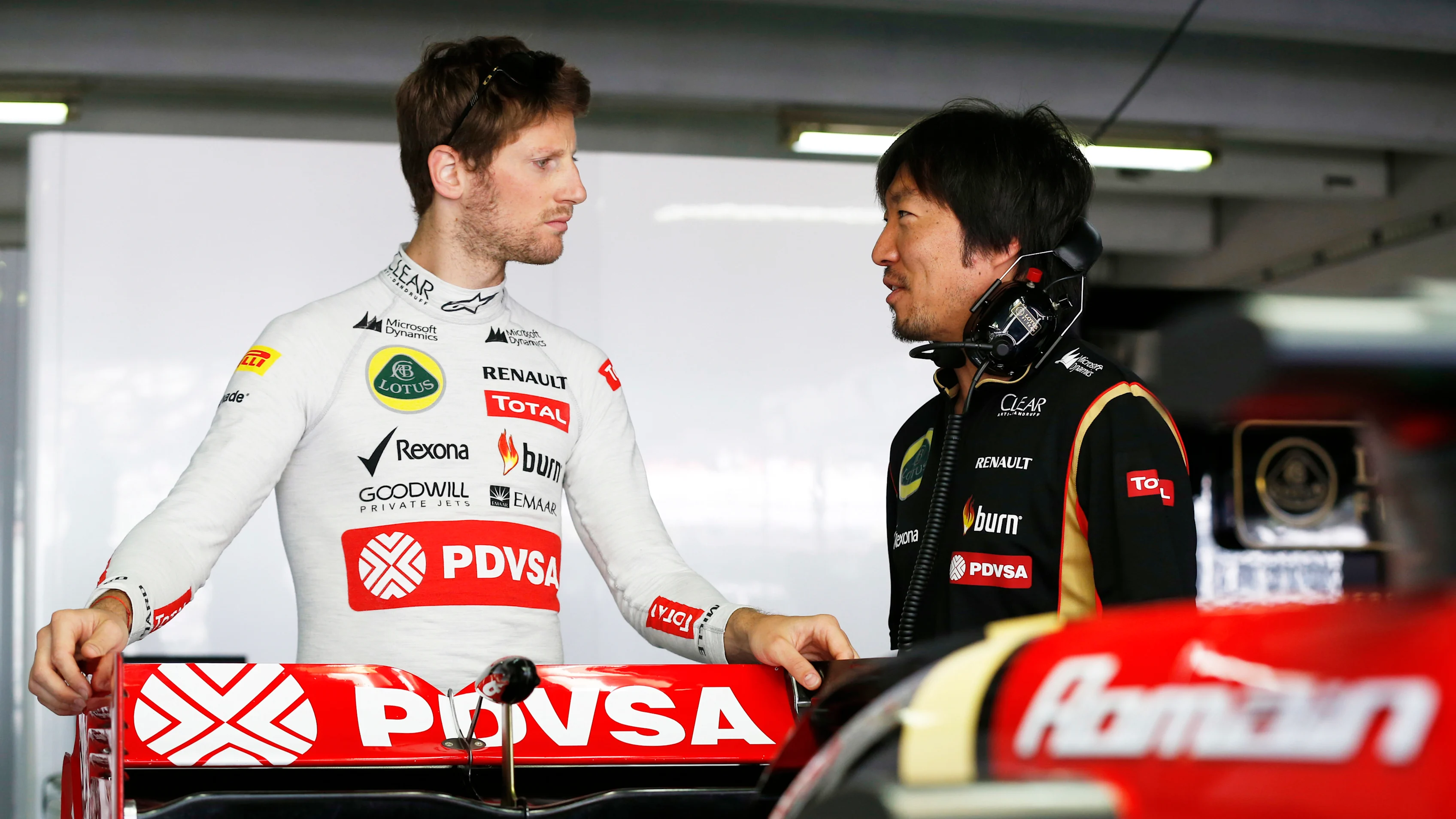 Hockenheimring, Hockenheim, Germany. Saturday 19 July 2014. Romain Grosjean, Lotus F1, with Ayao
