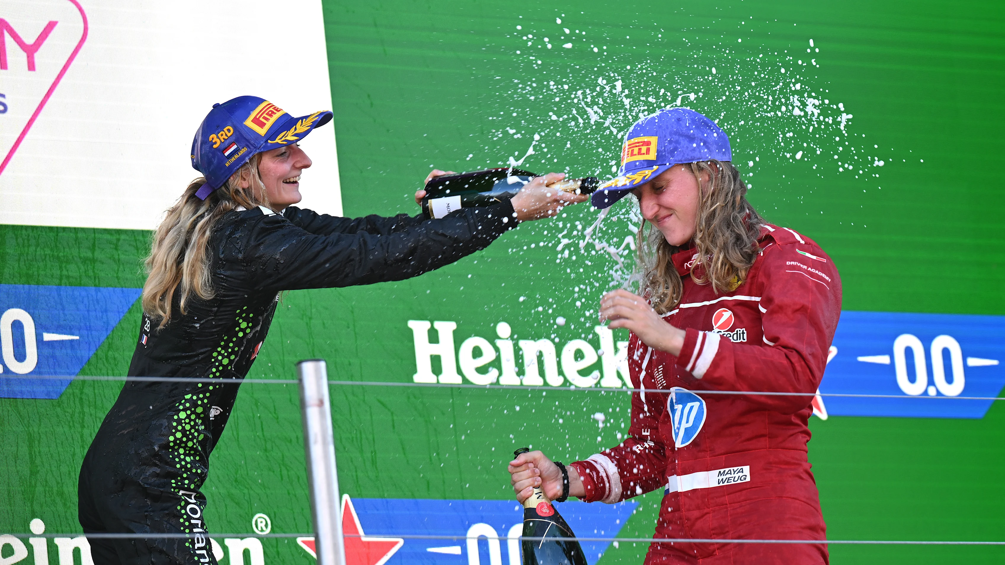 ZANDVOORT, NETHERLANDS - AUGUST 31: Third placed Doriane Pin of France and PREMA Racing (28) and