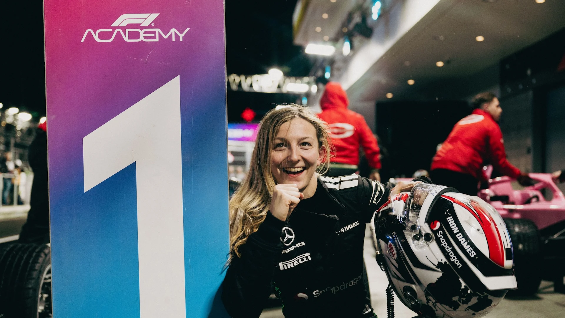 LAS VEGAS, NEVADA - NOVEMBER 21: (EDITORS NOTE: Image has been digitally enhanced.) Race winner