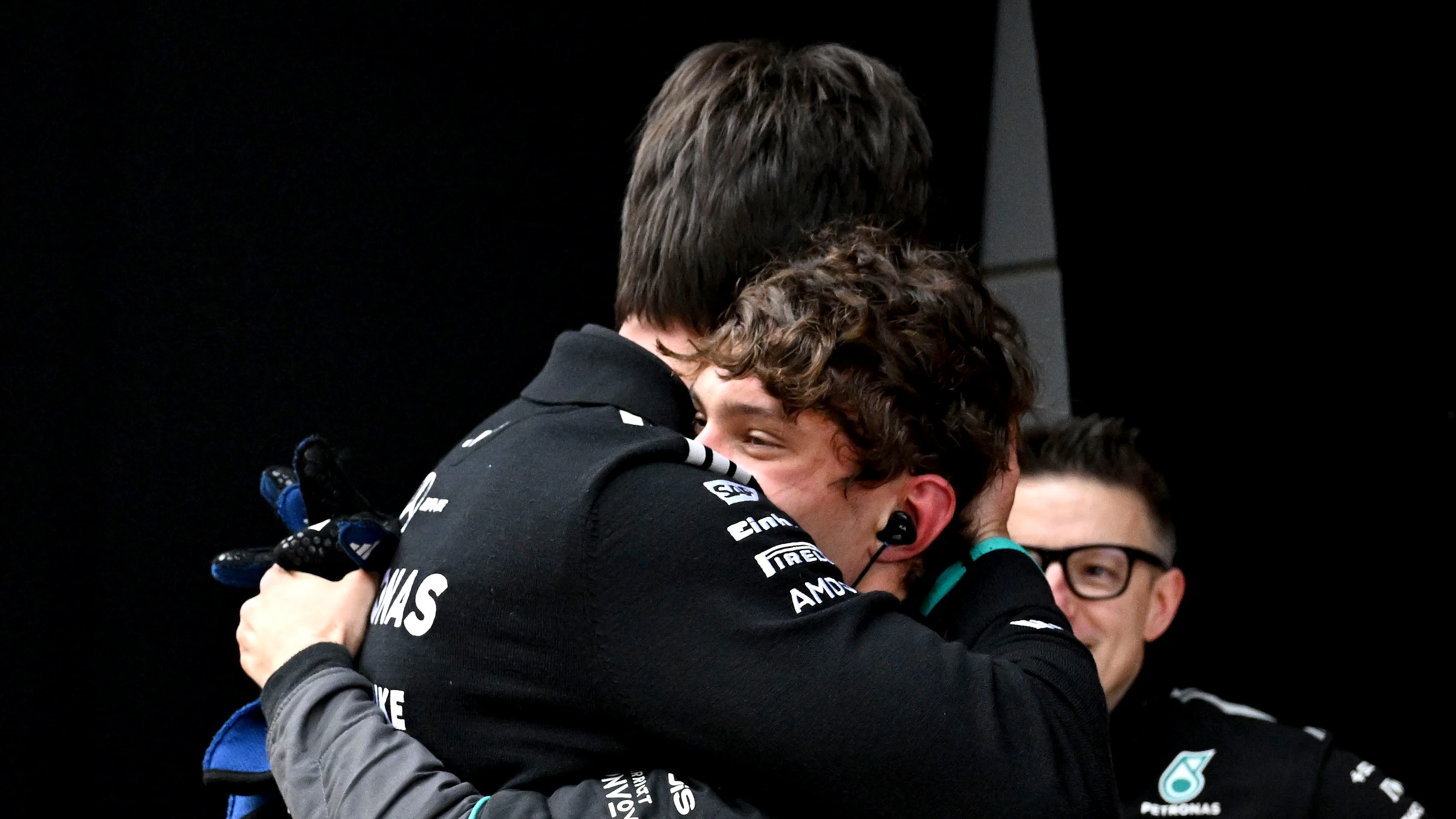 SHANGHAI, CHINA - MARCH 15: Race winner Andrea Kimi Antonelli of Italy and Mercedes AMG Petronas F1