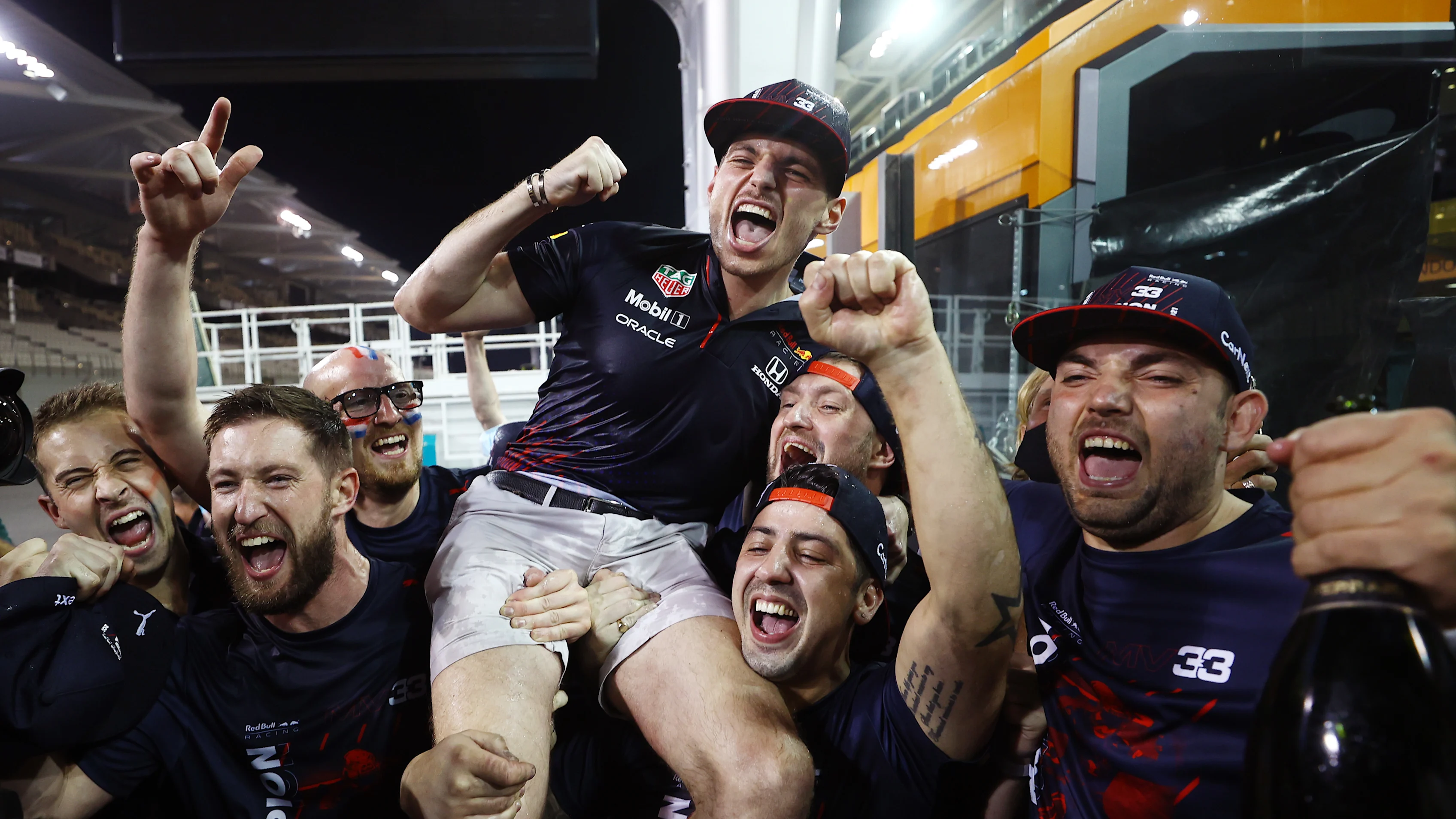 ABU DHABI, UNITED ARAB EMIRATES - DECEMBER 12: Race winner and 2021 F1 World Drivers Champion Max