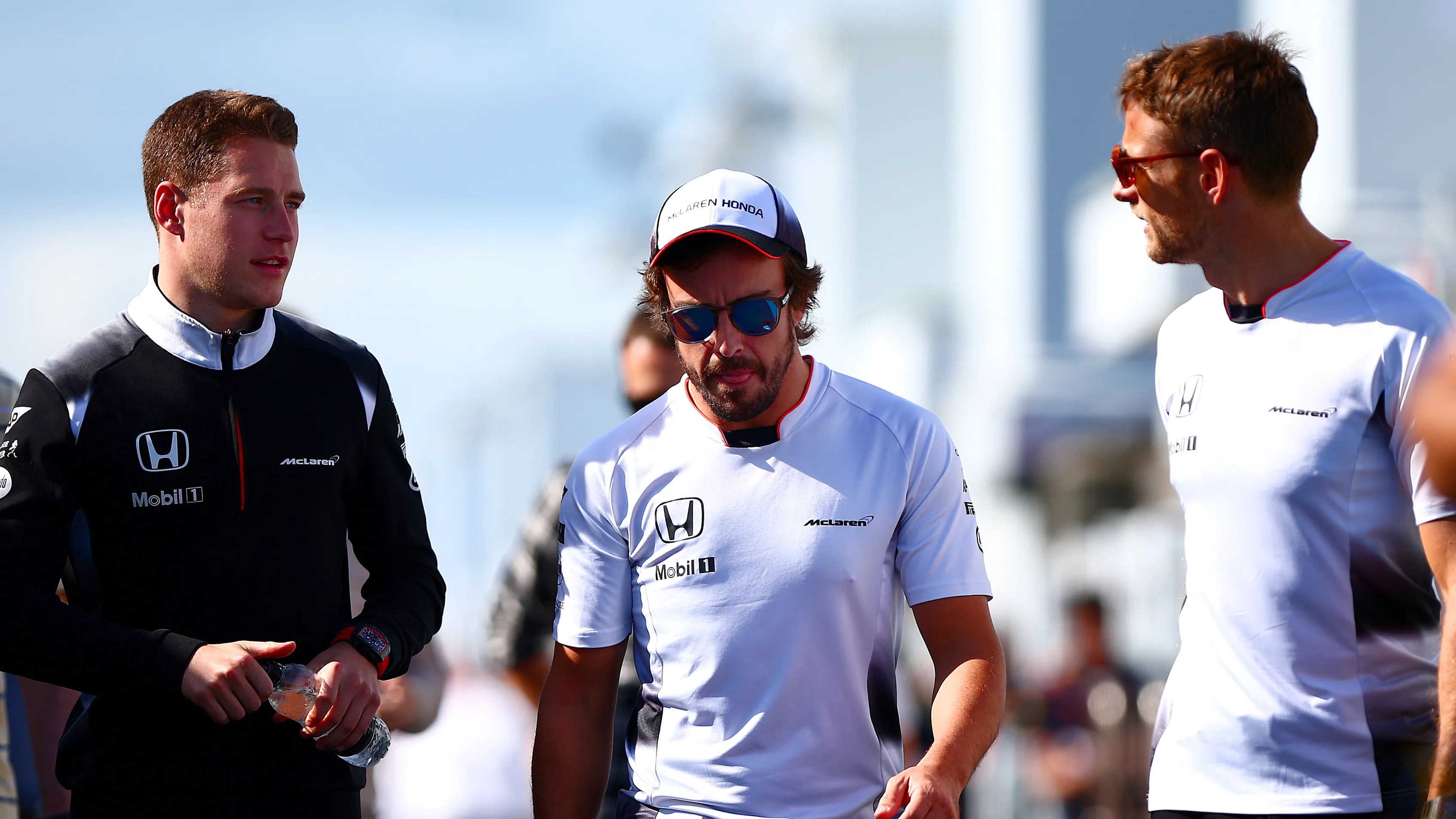 MONTREAL, QC - JUNE 10: Fernando Alonso of Spain and McLaren Honda, Jenson Button of Great Britain