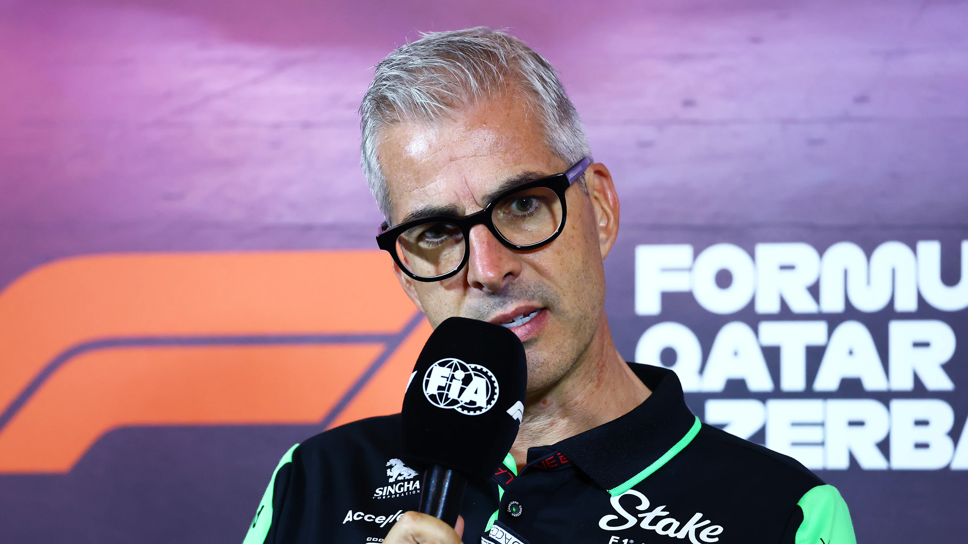 BAKU, AZERBAIJAN - SEPTEMBER 13: Alessandro Alunni Bravi, Team Representative of Stake F1 Team Kick