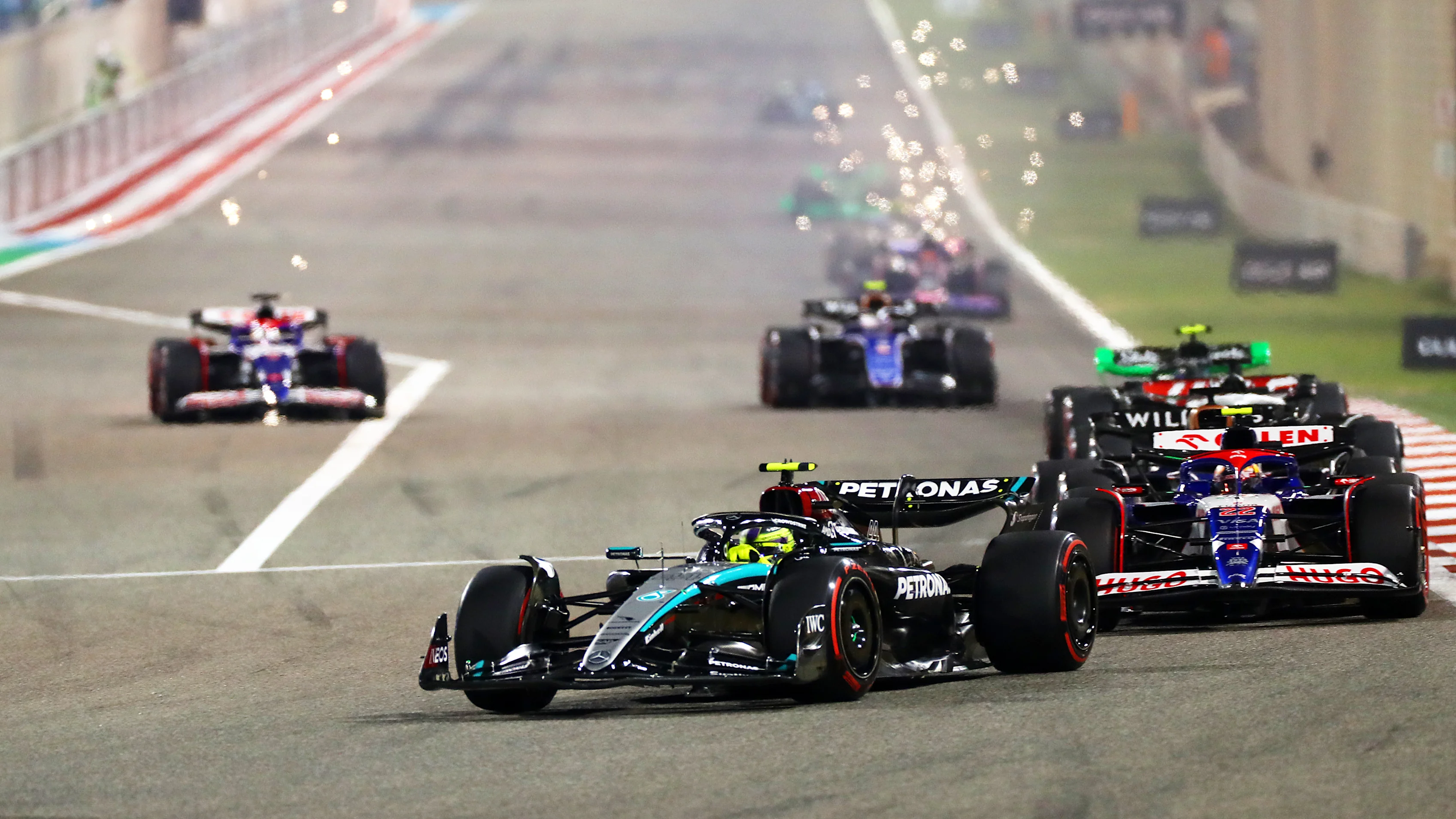 BAHRAIN, BAHRAIN - MARCH 02: Lewis Hamilton of Great Britain driving the (44) Mercedes AMG Petronas