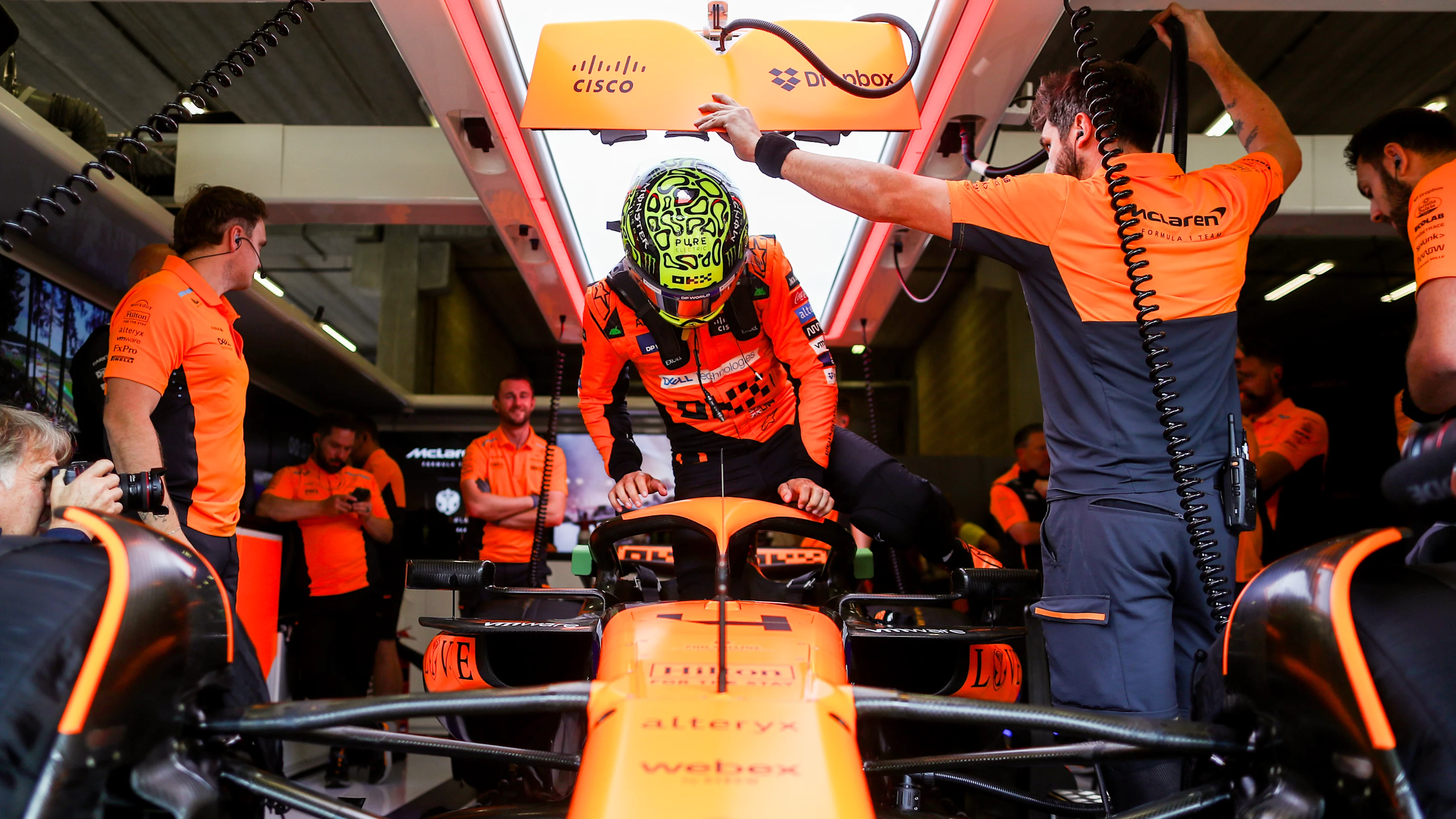 SPA, BELGIUM - JULY 26: Lando Norris of McLaren and Great Britain during practice ahead of the F1
