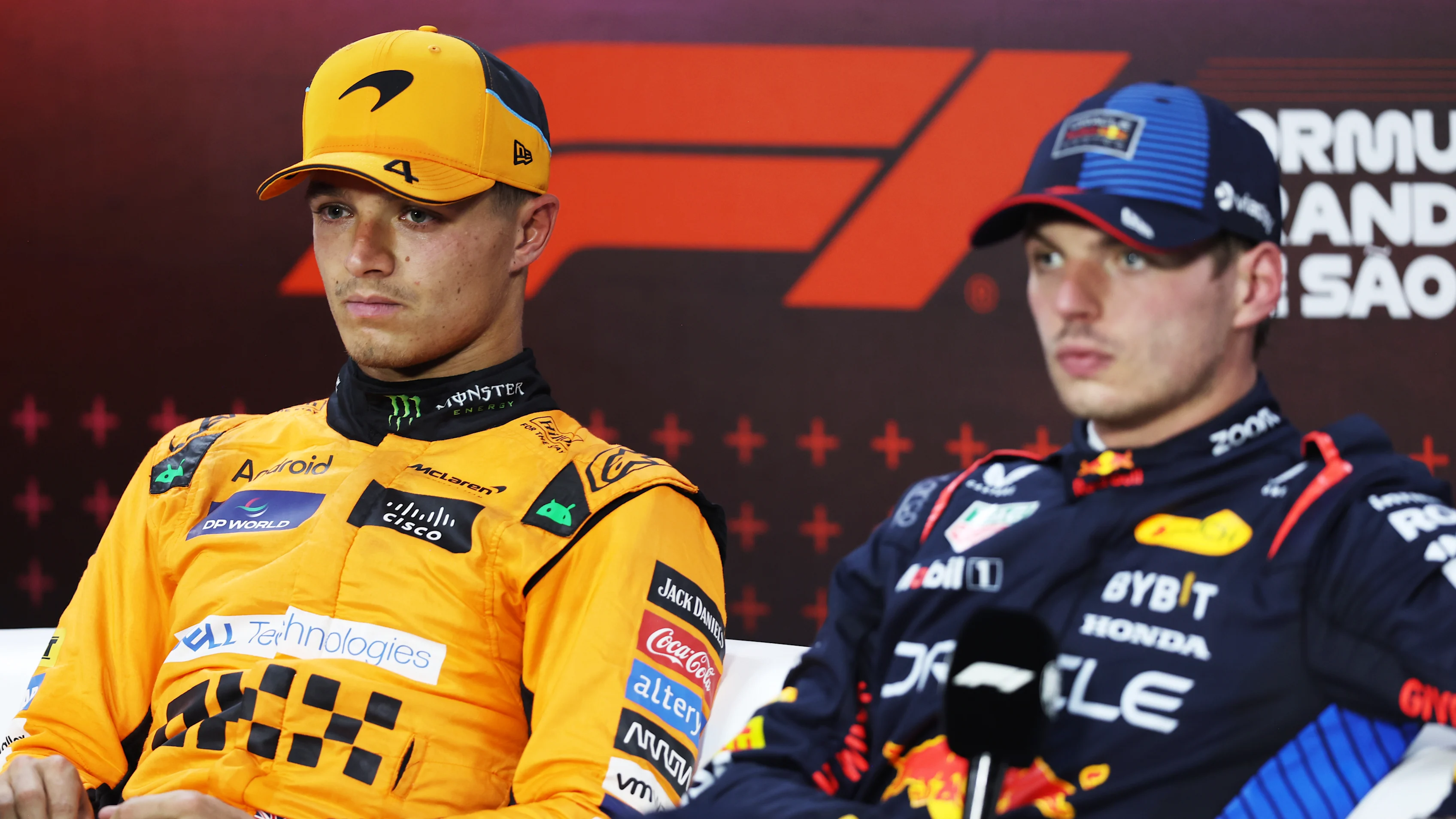 SAO PAULO, BRAZIL - NOVEMBER 02: Sprint winner Lando Norris of Great Britain and McLaren and Third
