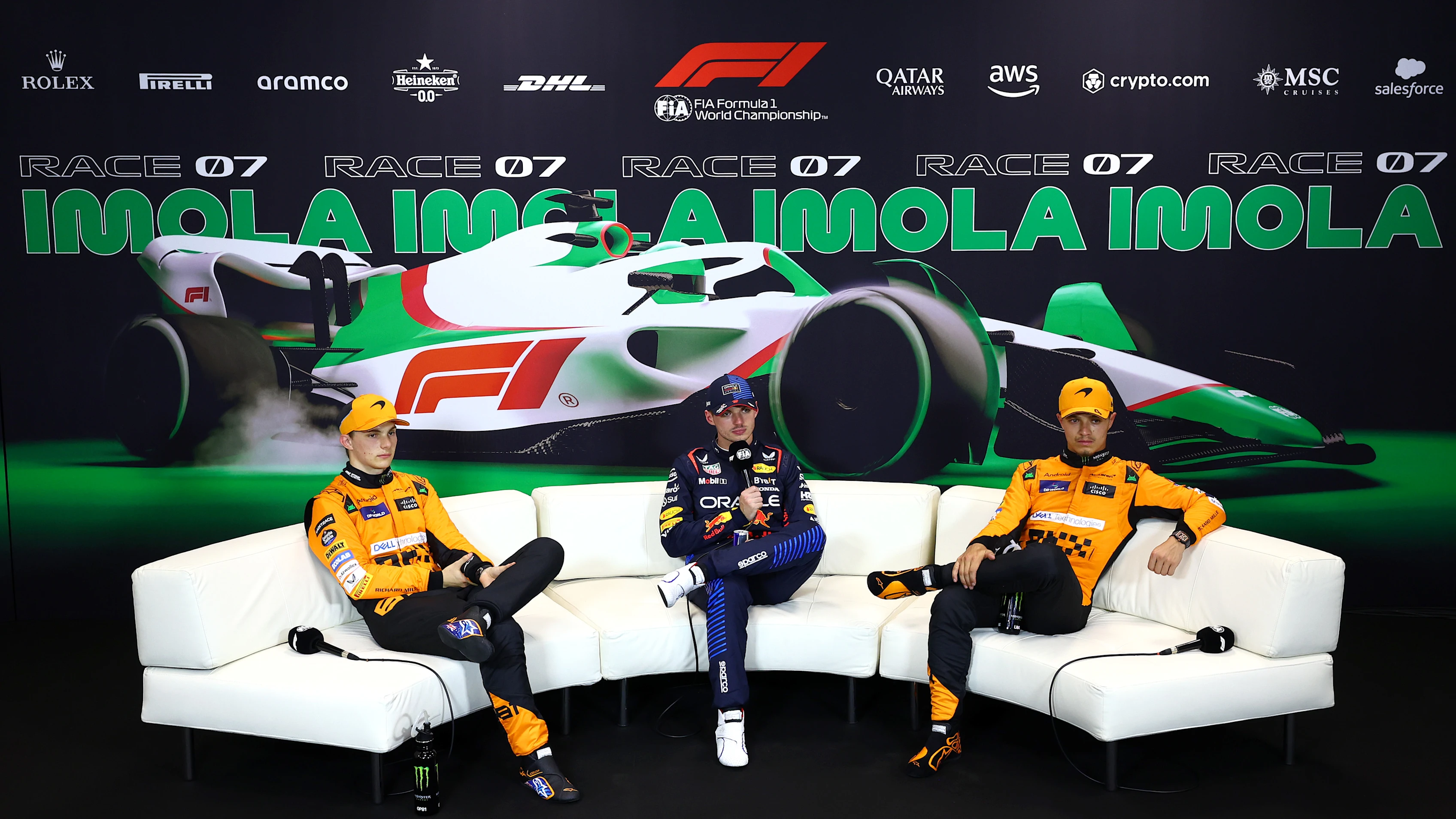 IMOLA, ITALY - MAY 18: Pole position qualifier Max Verstappen of the Netherlands and Oracle Red