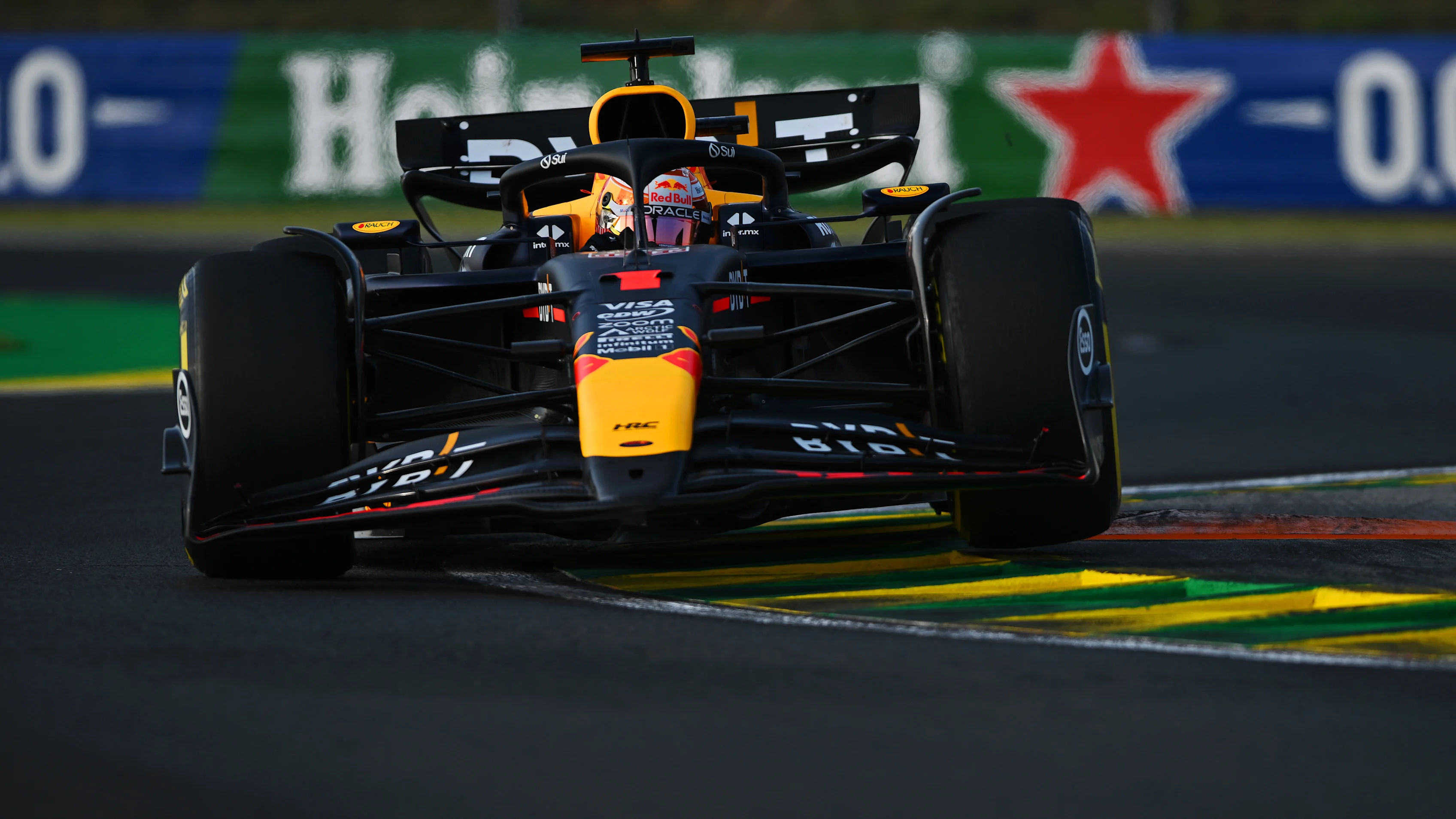 BUDAPEST, HUNGARY - JULY 19: Max Verstappen of the Netherlands driving the (1) Oracle Red Bull