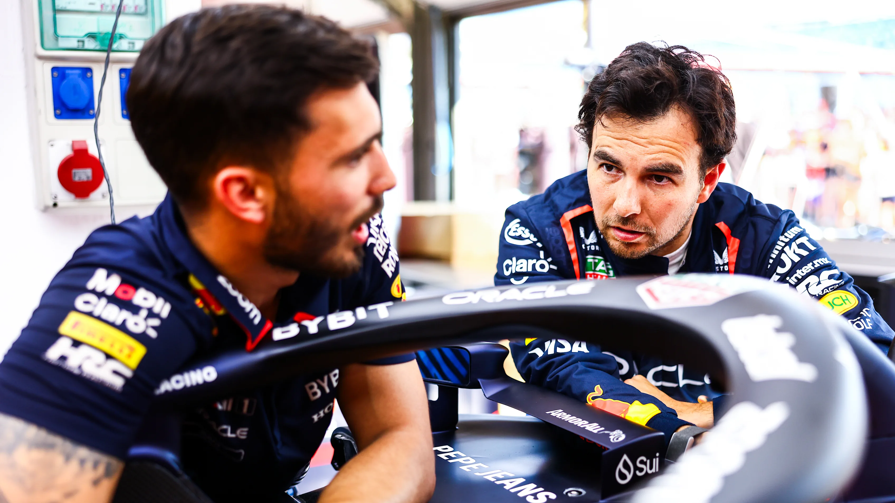 BUDAPEST, HUNGARY - JULY 18: Sergio Perez of Mexico and Oracle Red Bull Racing looks on in the