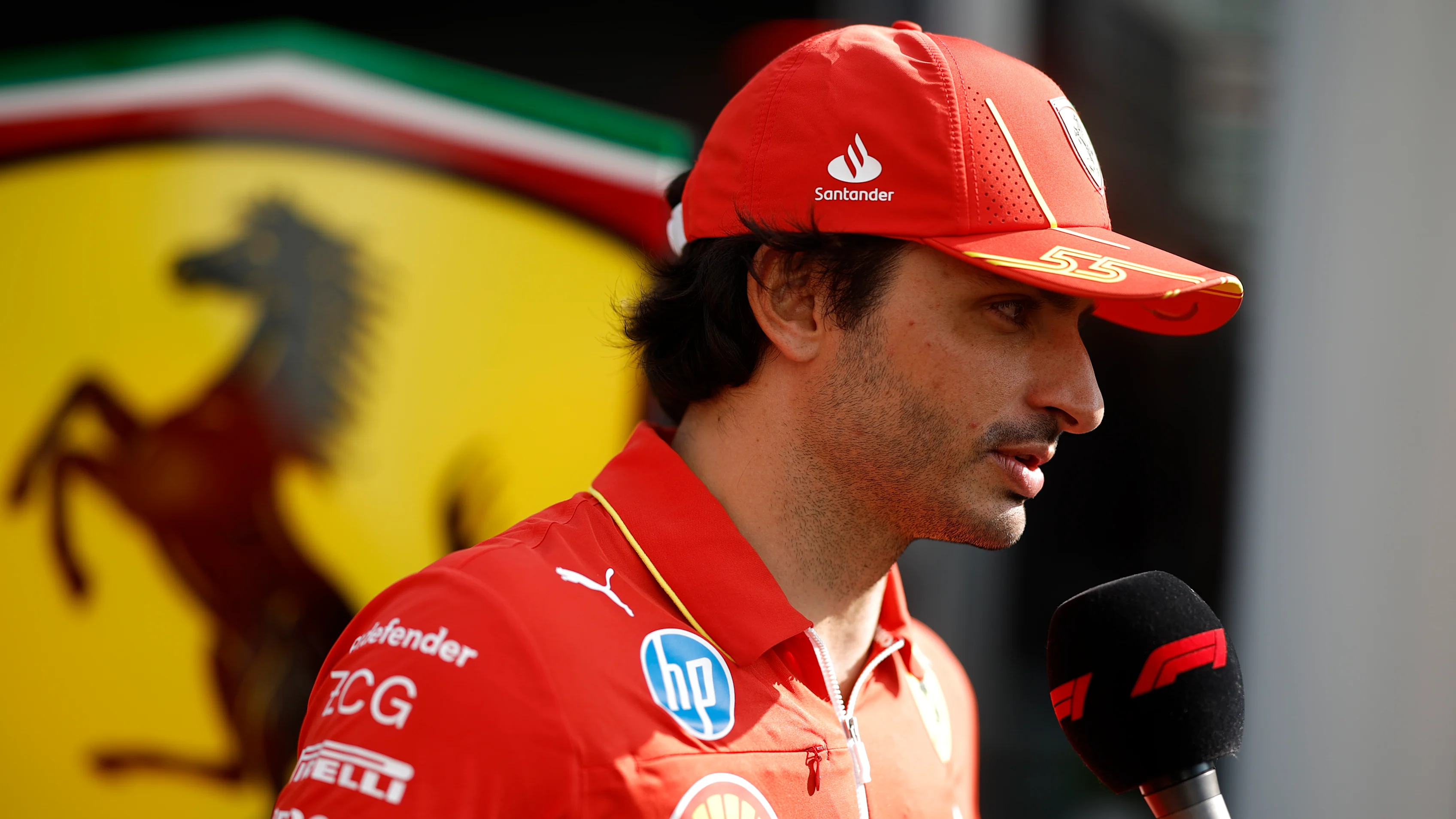 MEXICO CITY, MEXICO - OCTOBER 24: Carlos Sainz of Spain and Ferrari talks to the media in the