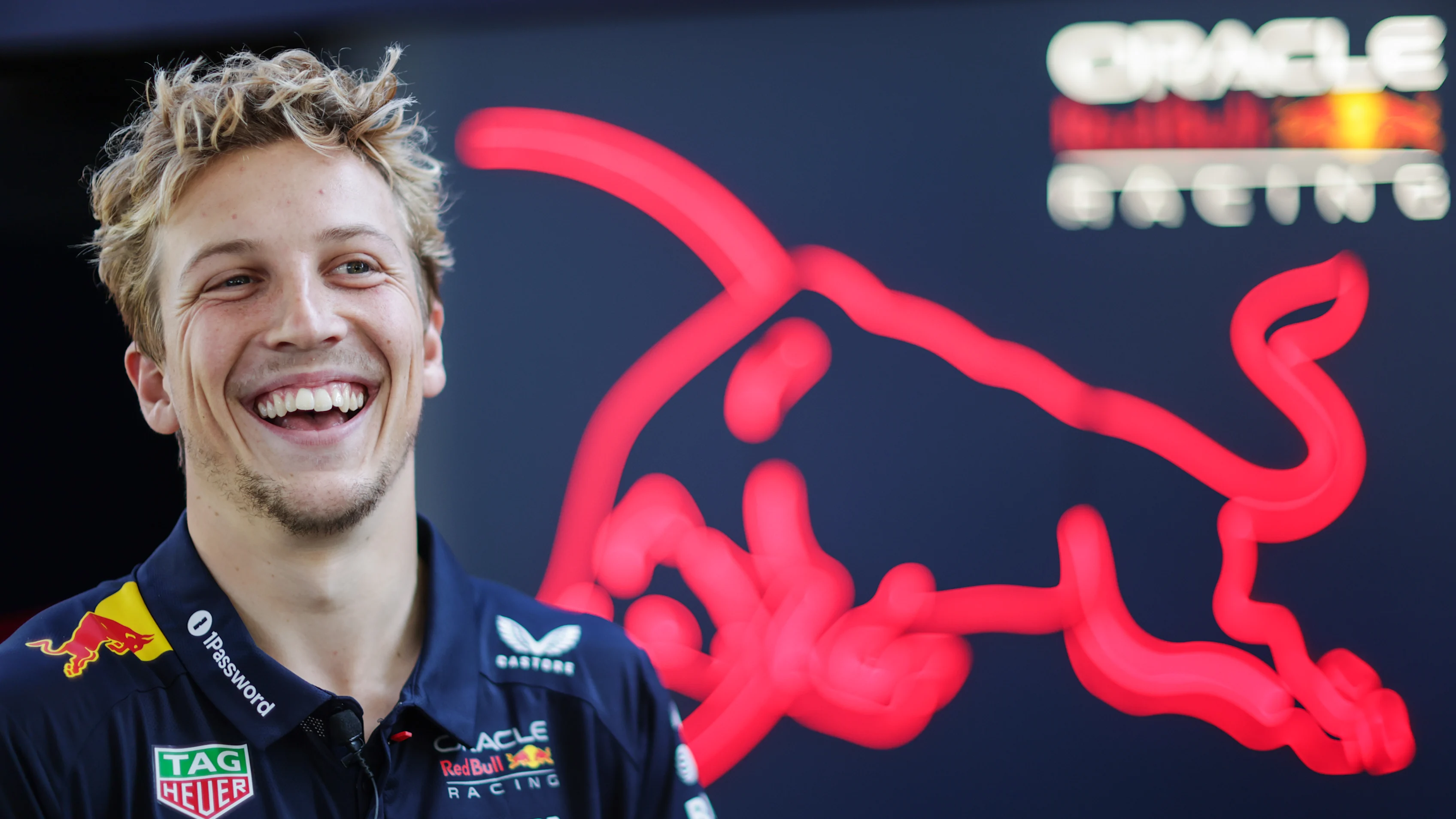 MELBOURNE, AUSTRALIA - MARCH 13: Liam Lawson of New Zealand and Oracle Red Bull Racing looks on
