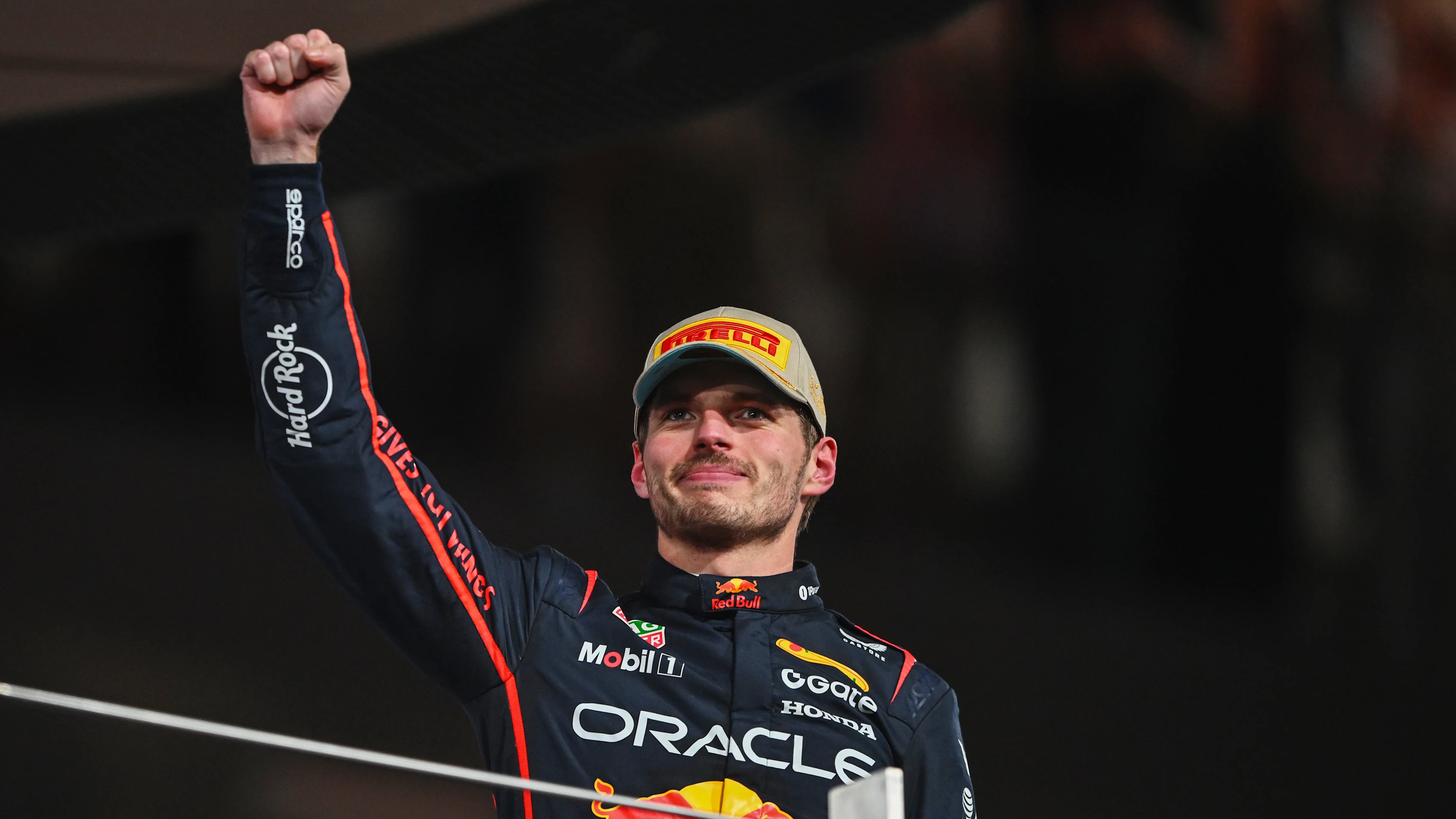 ABU DHABI, UNITED ARAB EMIRATES - DECEMBER 07: Race winner Max Verstappen of the Netherlands and