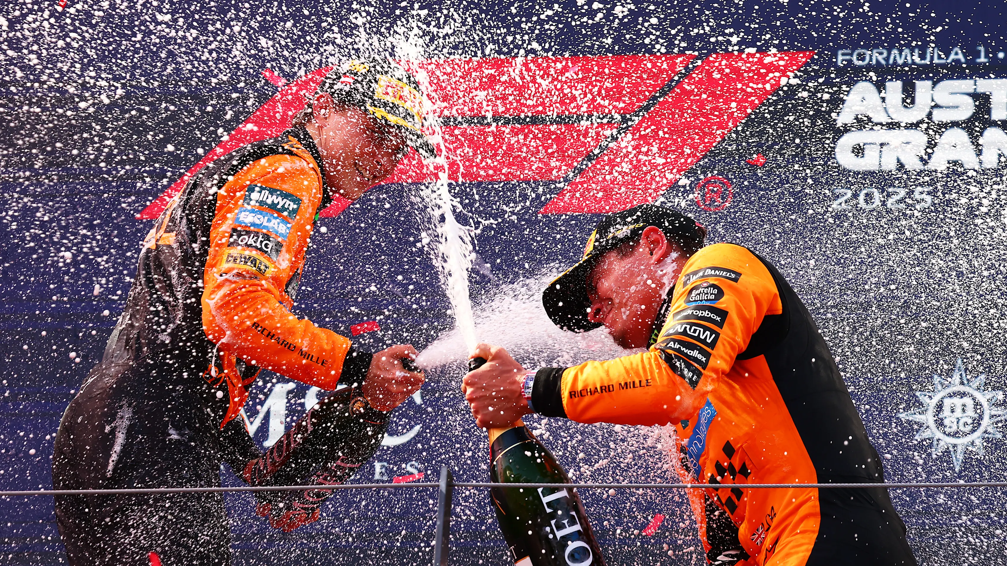 SPIELBERG, AUSTRIA - JUNE 29: Race winner Lando Norris of Great Britain and McLaren and Second