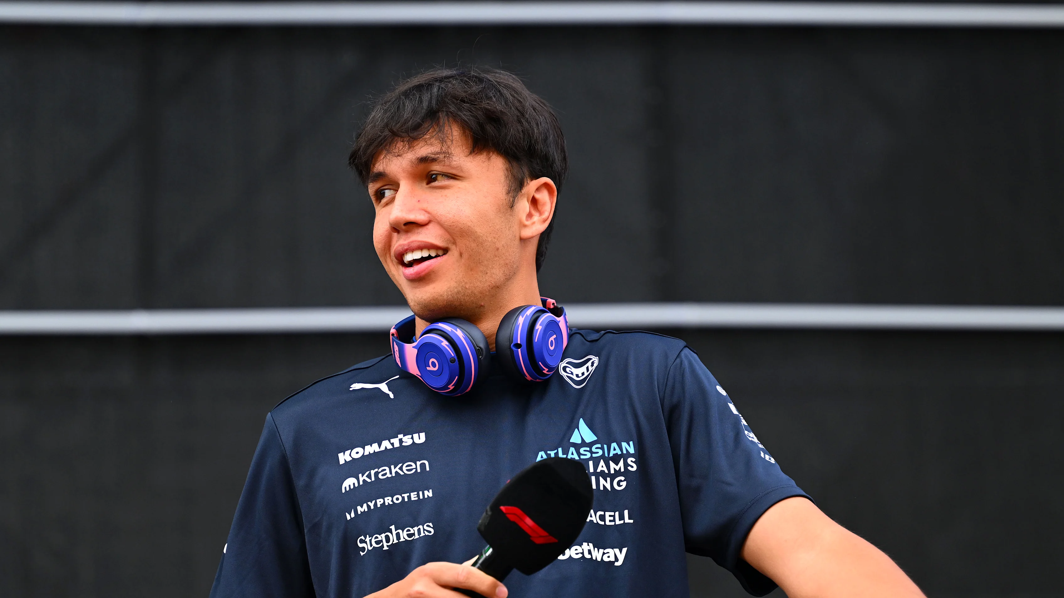 SPIELBERG, AUSTRIA - JUNE 27: Alexander Albon of Thailand and Williams on stage prior to practice