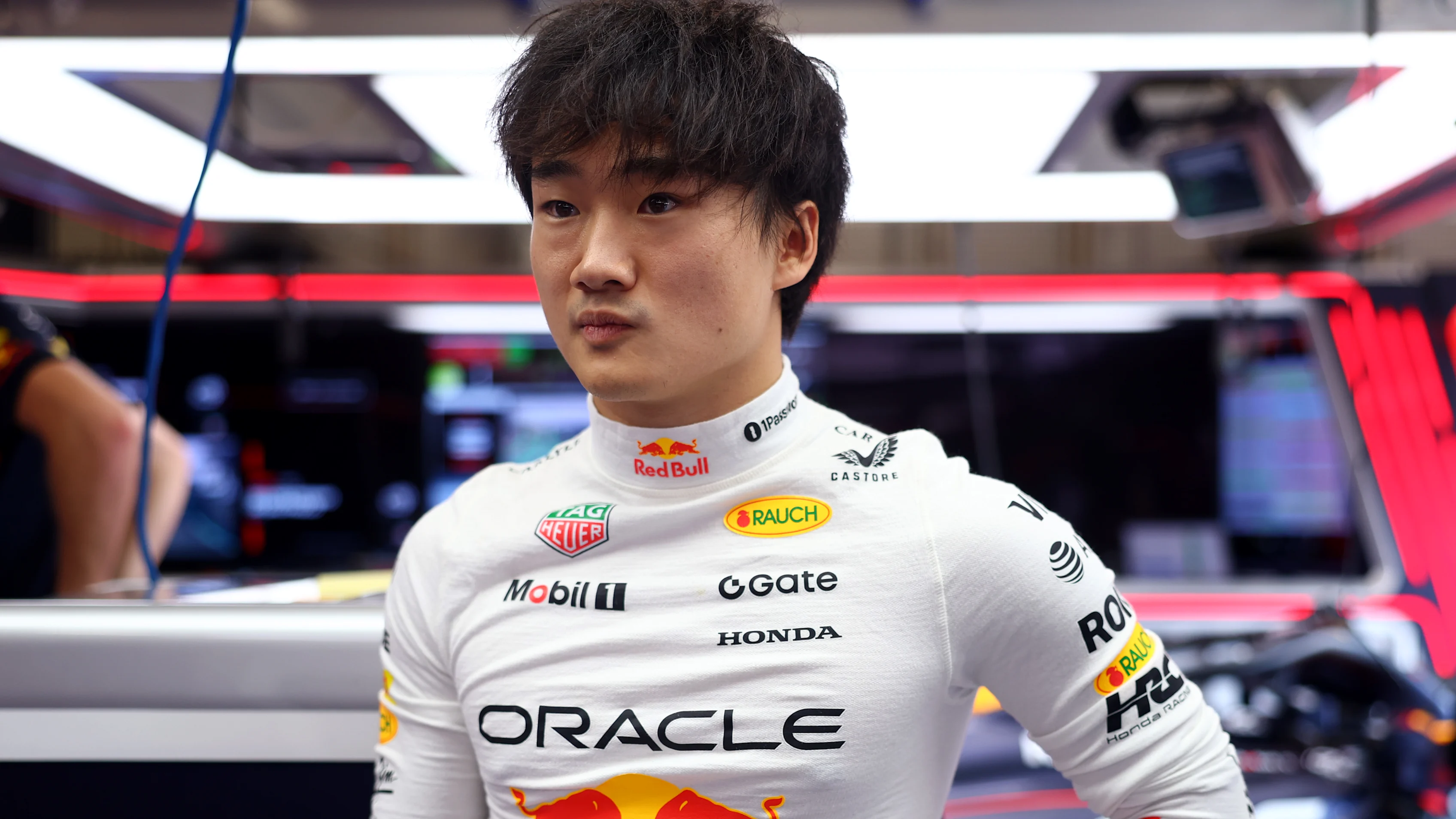 SAO PAULO, BRAZIL - NOVEMBER 07: Yuki Tsunoda of Japan and Oracle Red Bull Racing looks on in the