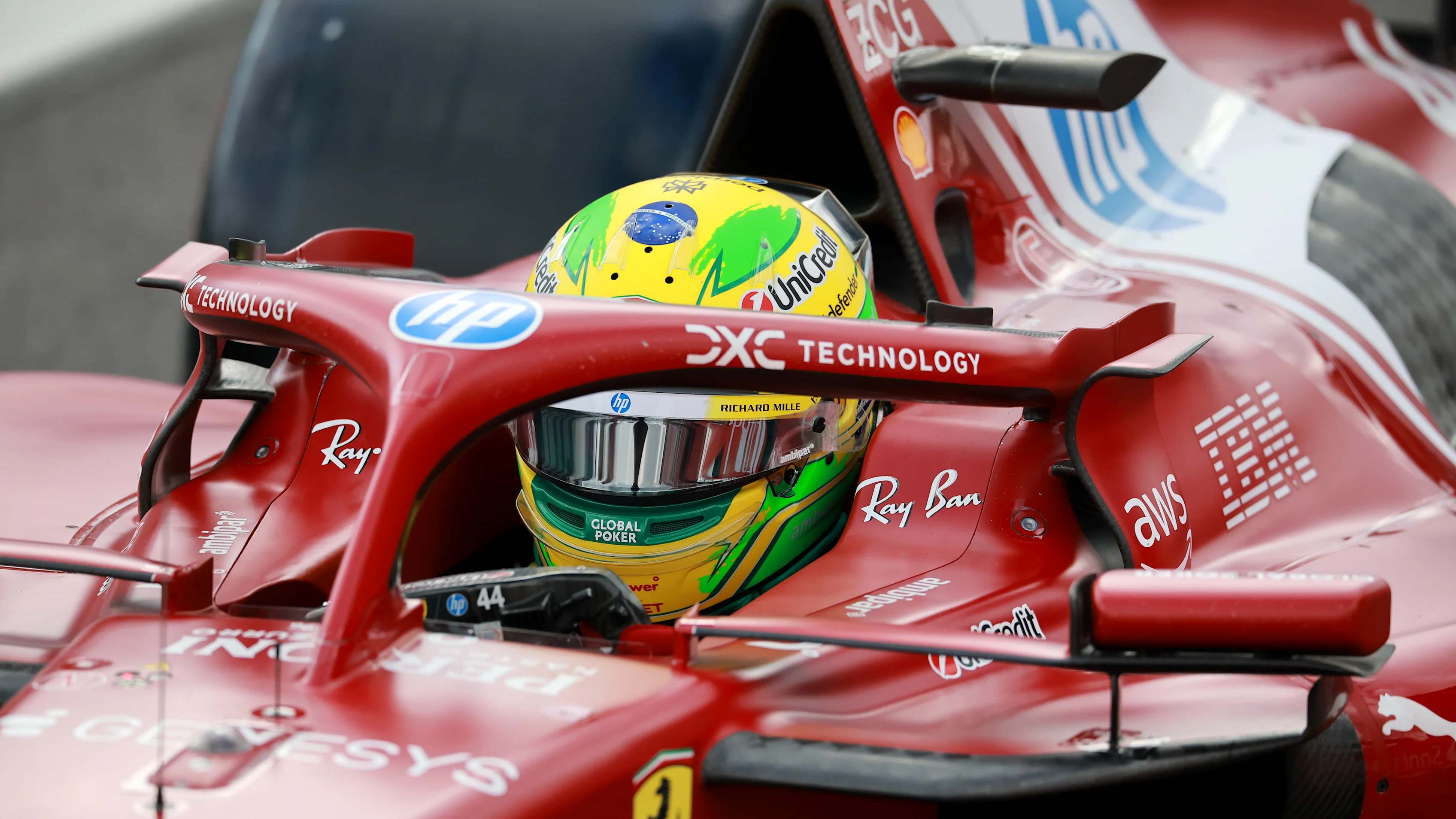 SAO PAULO, BRAZIL - NOVEMBER 08: Lewis Hamilton of Great Britain and Scuderia Ferrari prepares to