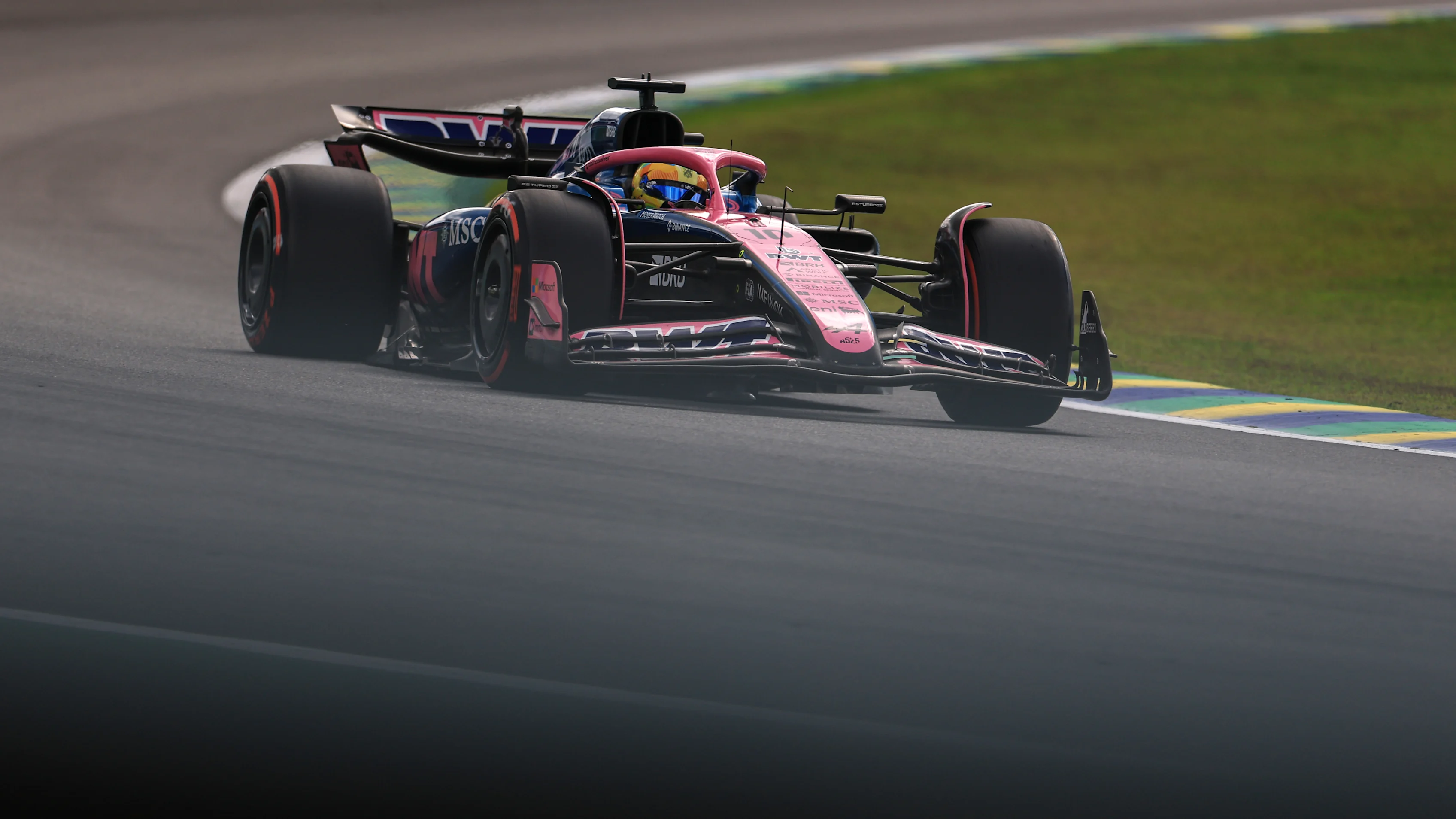 SAO PAULO, BRAZIL - NOVEMBER 08: Pierre Gasly of France driving the (10) Alpine F1 A525 Renault on track during qualifying ahead of the F1 Grand Prix of Brazil at Autodromo Jose Carlos Pace on November 08, 2025 in Sao Paulo, Brazil. (Photo by Buda Mendes/Getty Images)