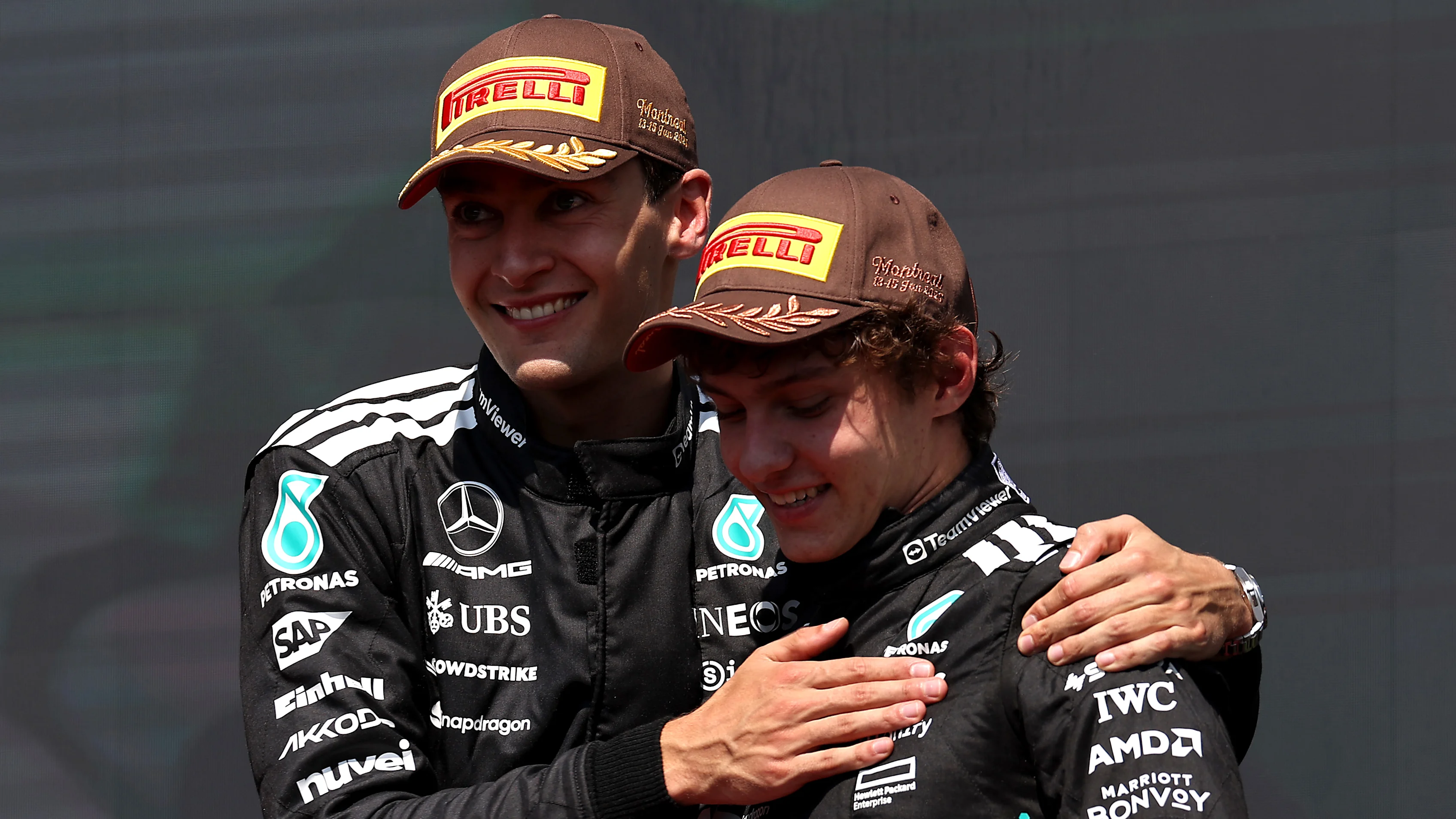 MONTREAL, QUEBEC - JUNE 15: Race winner George Russell of Great Britain and Mercedes AMG Petronas