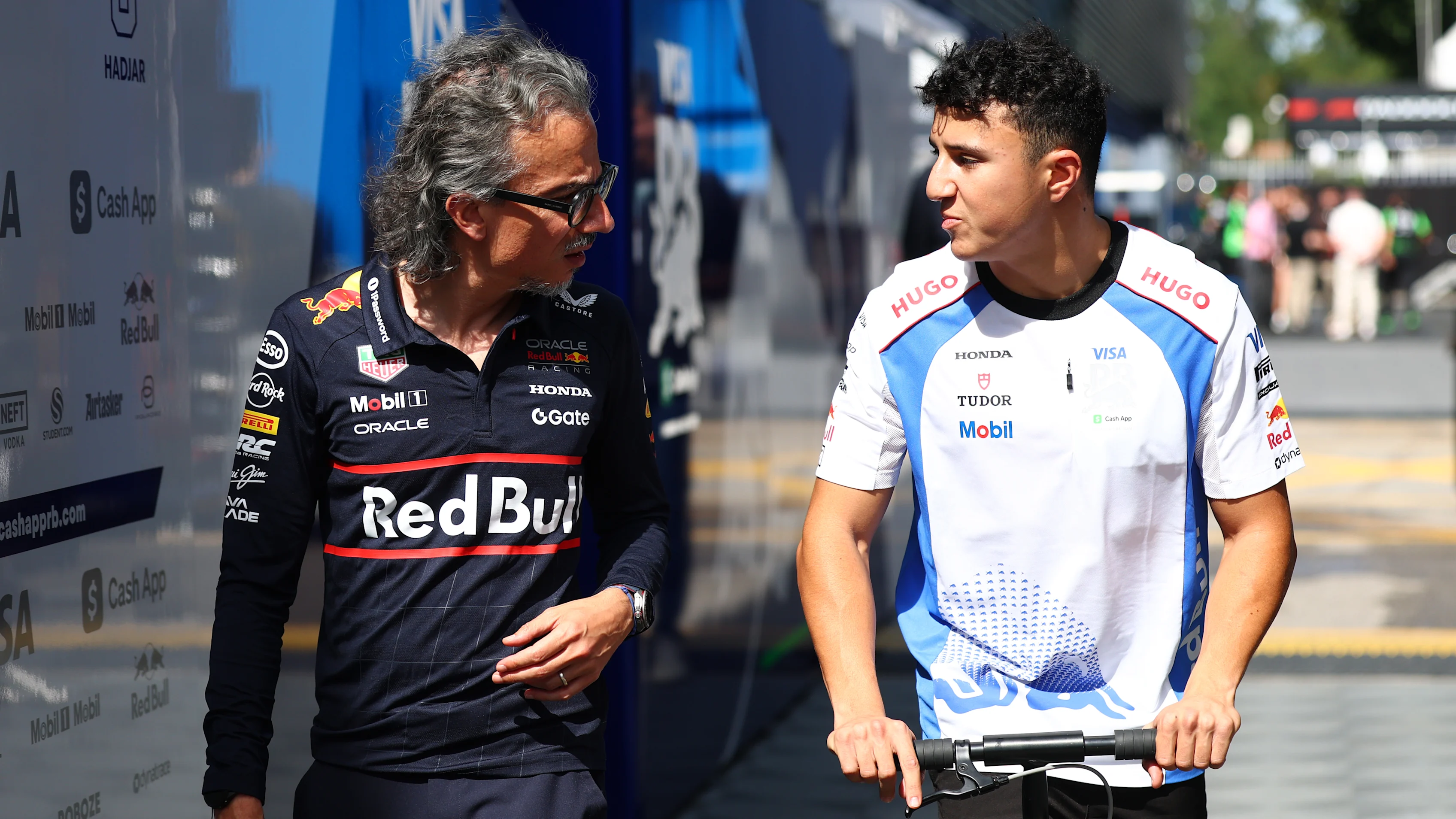 MONZA, ITALY - SEPTEMBER 06: Laurent Mekies, Team Principal of Oracle Red Bull Racing talks with