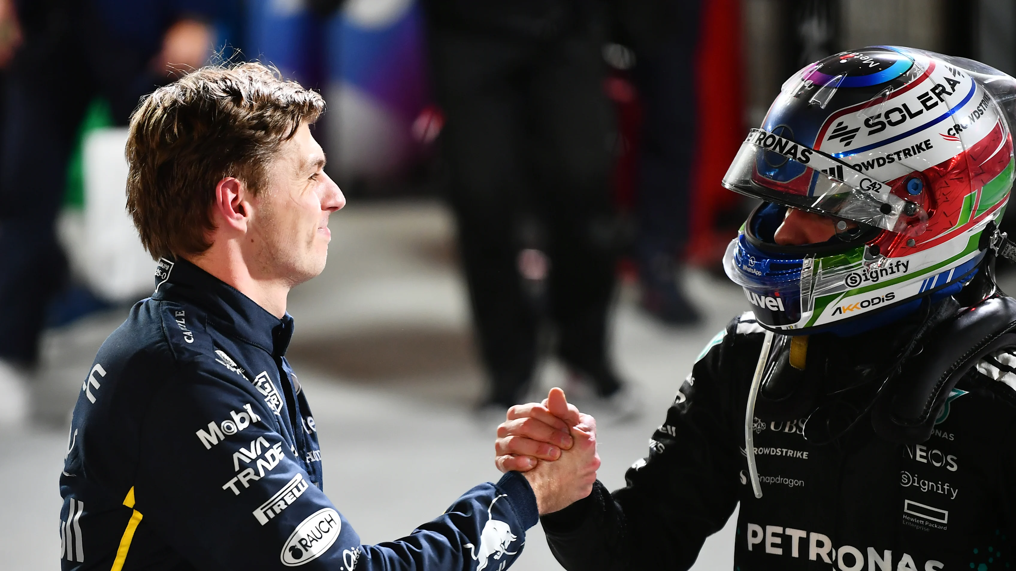 LAS VEGAS, NEVADA - NOVEMBER 22: Race winner Max Verstappen of the Netherlands and Oracle Red Bull