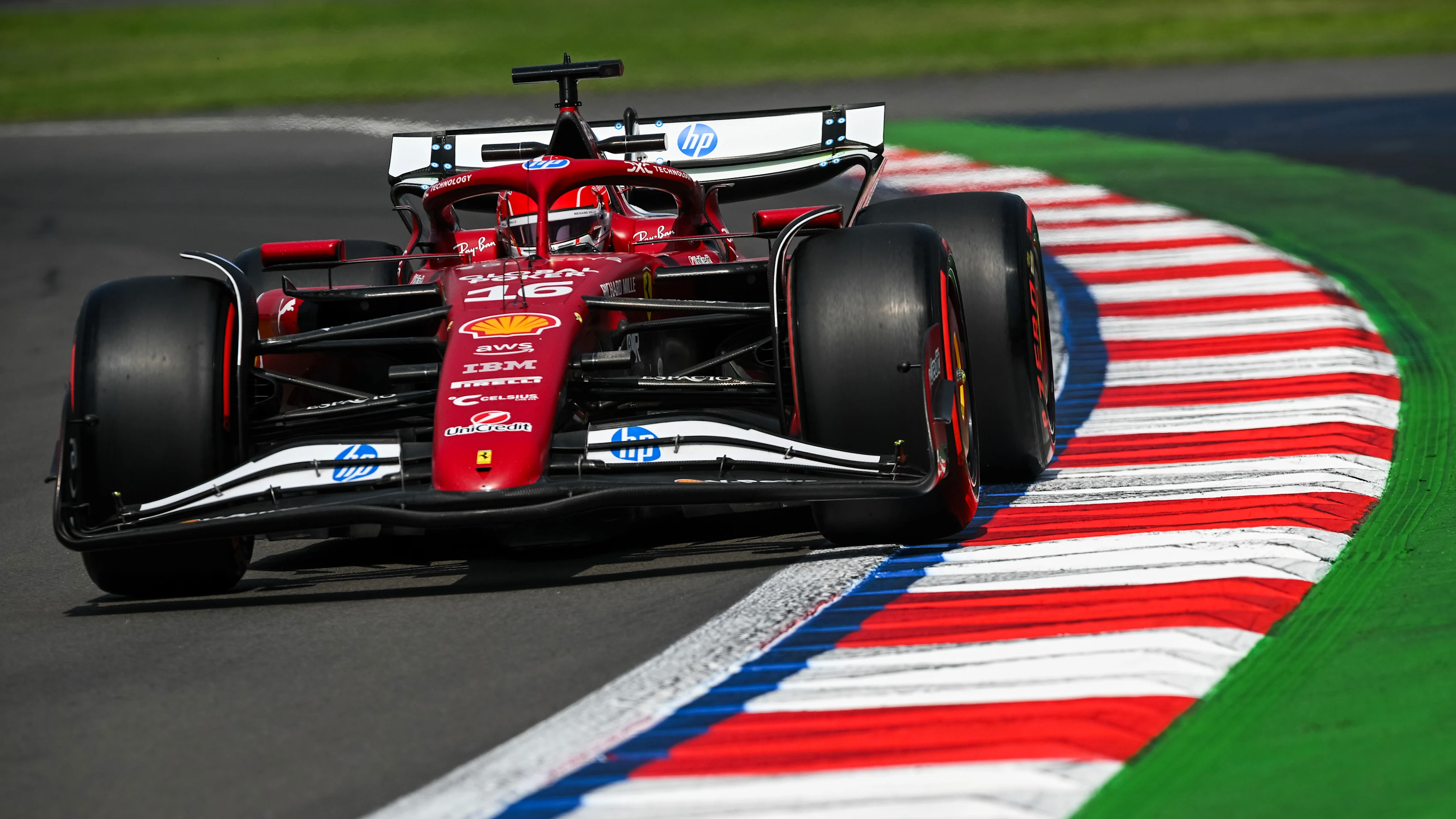 MEXICO CITY, MEXICO - OCTOBER 24: Charles Leclerc of Monaco driving the (16) Scuderia Ferrari SF-25