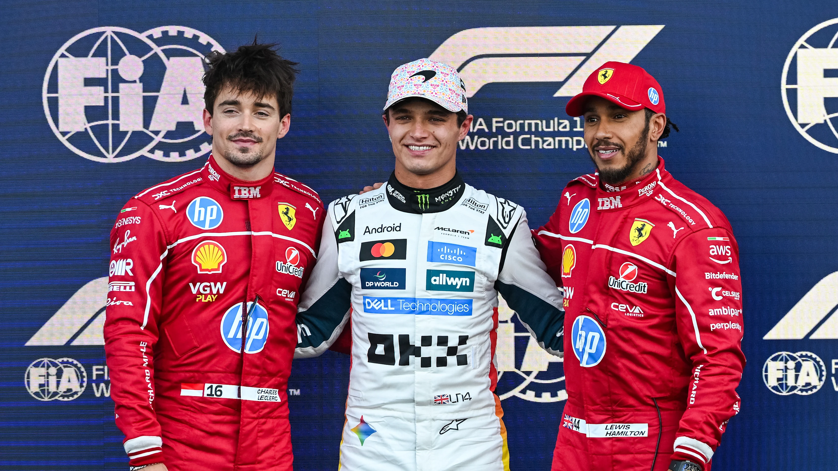 MEXICO CITY, MEXICO - OCTOBER 25: Pole position qualifier Lando Norris of Great Britain and McLaren