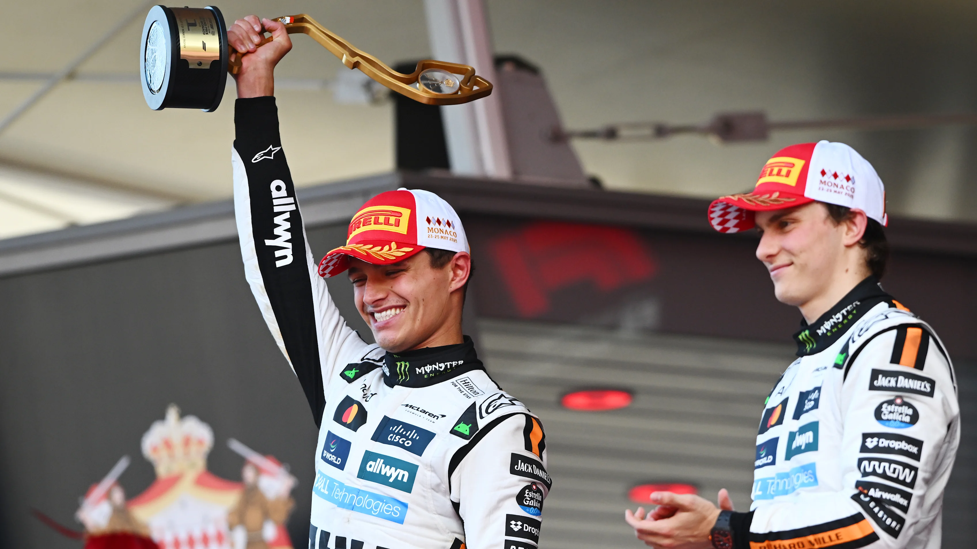 MONTE-CARLO, MONACO - MAY 25: Race winner Lando Norris of Great Britain and McLaren and Third