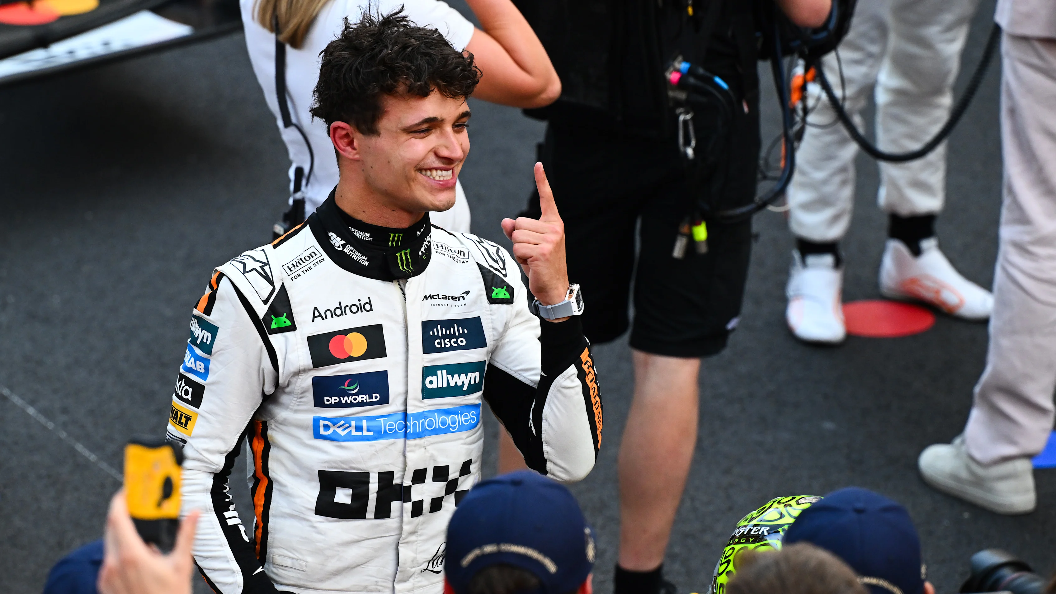 MONTE-CARLO, MONACO - MAY 25: Race winner Lando Norris of Great Britain and McLaren celebrates in