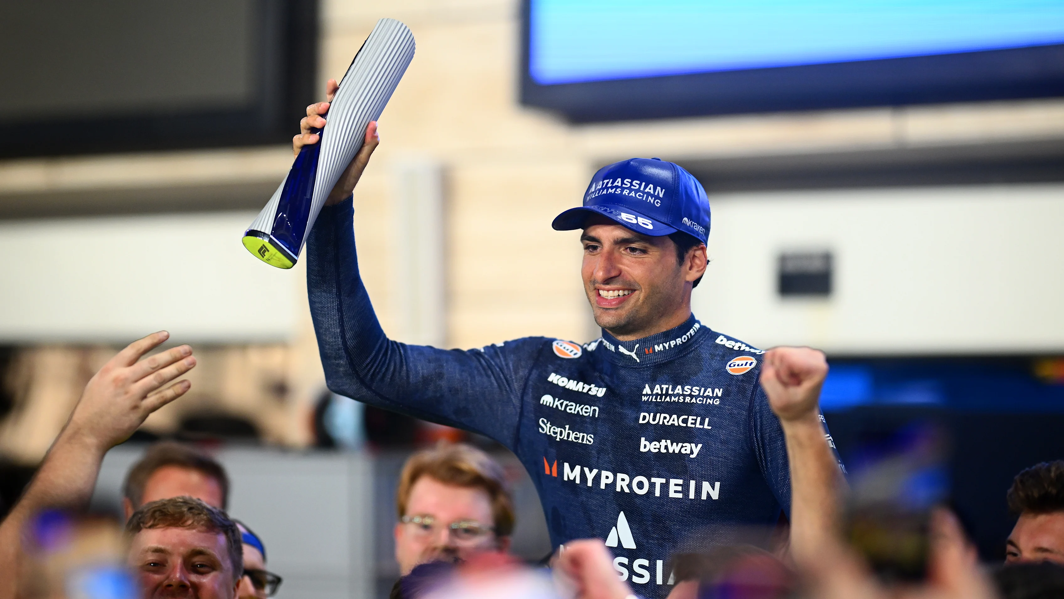 LUSAIL CITY, QATAR - NOVEMBER 30: Third placed Carlos Sainz of Spain and Williams and the Williams