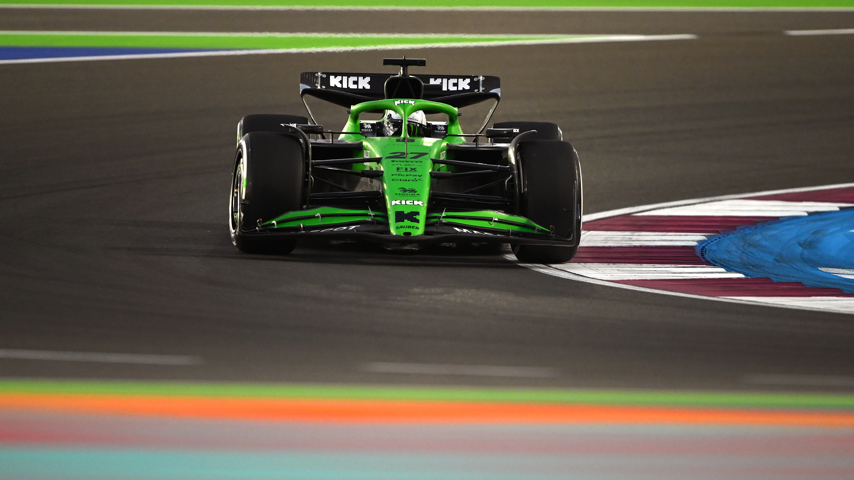 LUSAIL CITY, QATAR - NOVEMBER 28: Nico Hulkenberg of Germany driving the (27) Kick Sauber C45 Ferrari on track during practice ahead of the F1 Grand Prix of Qatar at Lusail International Circuit on November 28, 2025 in Lusail City, Qatar. (Photo by Rudy Carezzevoli/Getty Images)