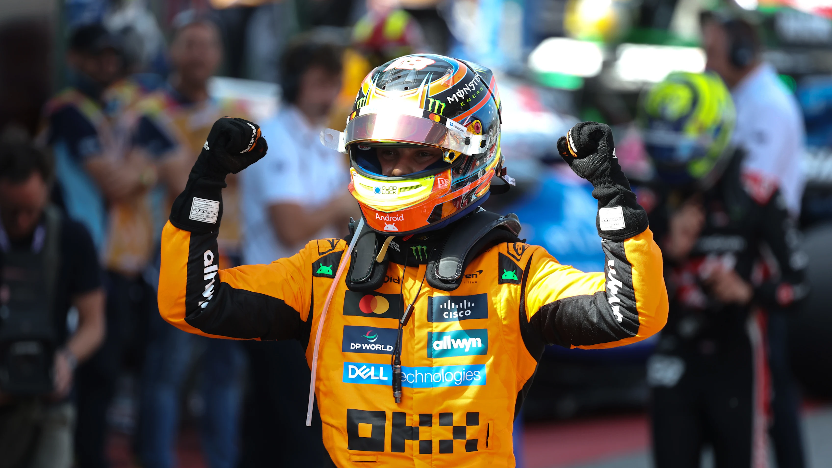 BARCELONA, SPAIN - JUNE 01: Race winner Oscar Piastri of Australia and McLaren celebrates in parc