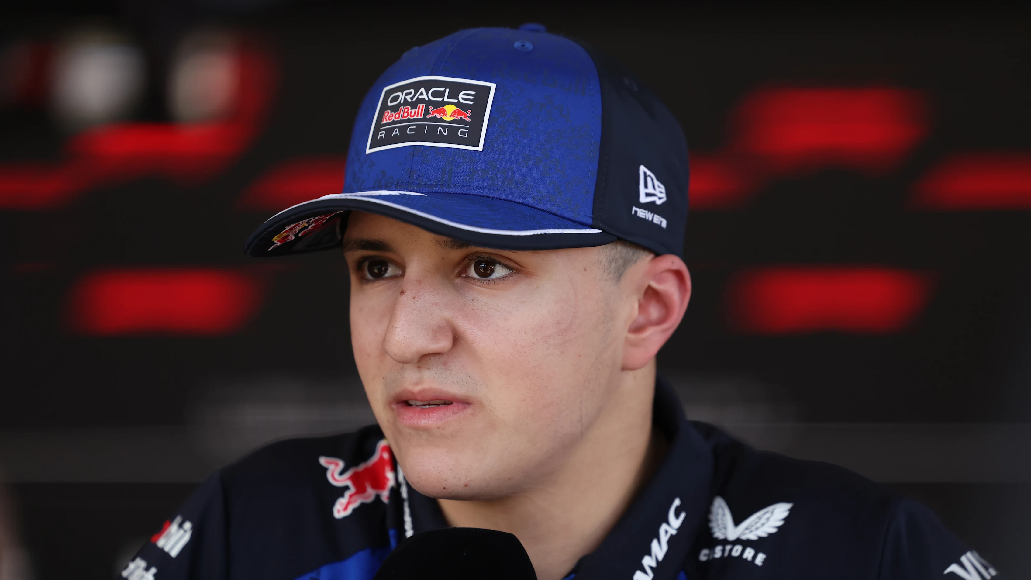 MELBOURNE, AUSTRALIA - MARCH 06: Isack Hadjar of France and Oracle Red Bull Racing is interviewed