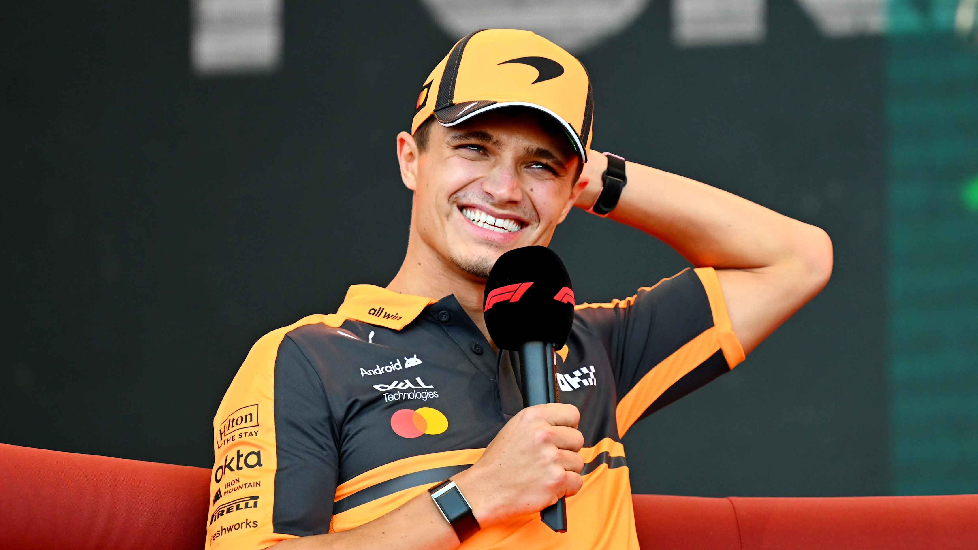 MELBOURNE, AUSTRALIA - MARCH 05: Lando Norris of Great Britain and McLaren is interviewed during