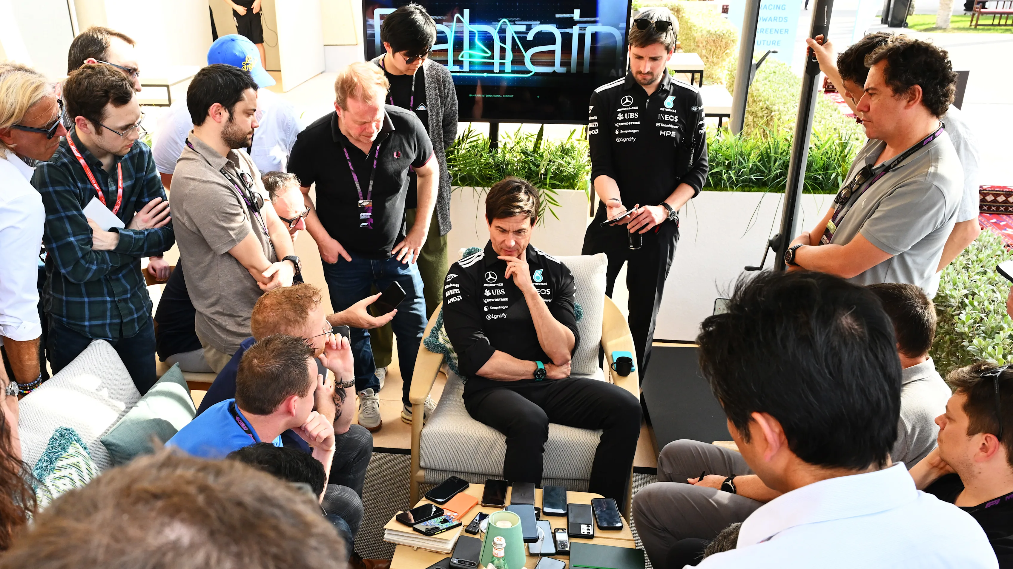 BAHRAIN, BAHRAIN - FEBRUARY 11: Toto Wolff, Executive Director of Mercedes AMG Petronas F1 Team at