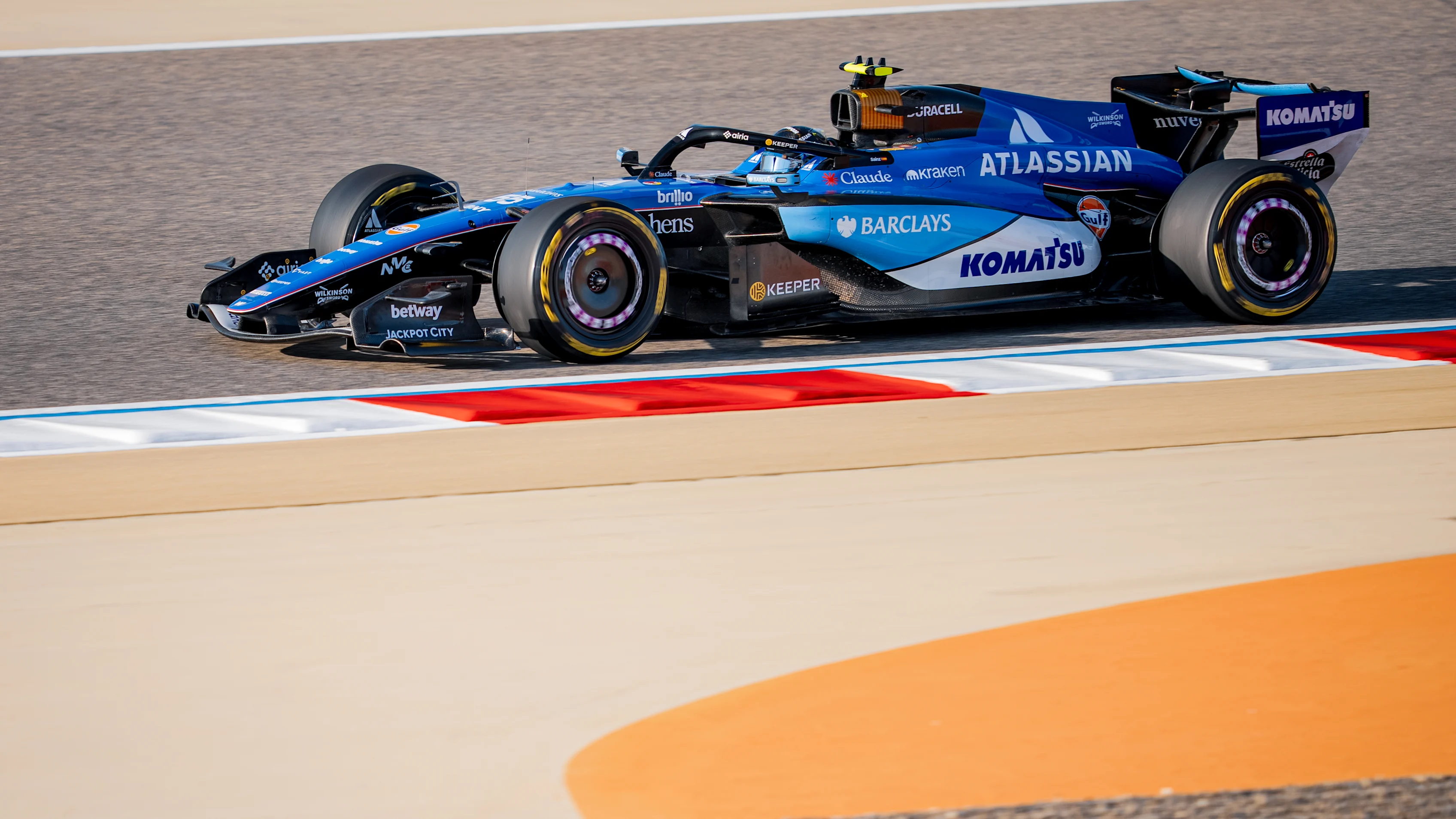 BAHRAIN, BAHRAIN - FEBRUARY 18: Carlos Sainz of Spain driving the (55) Williams FW48 Mercedes on