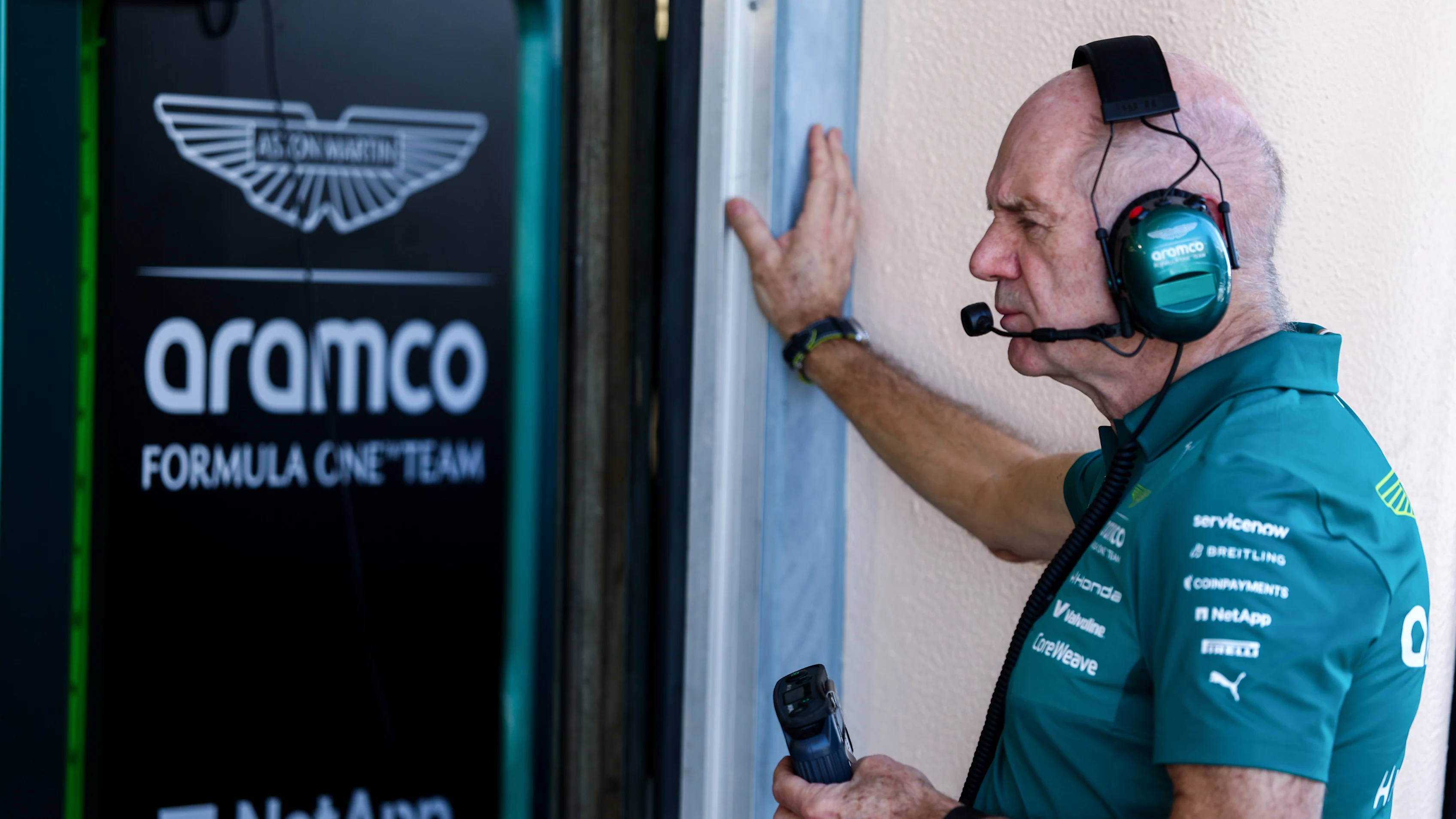 BAHRAIN, BAHRAIN - FEBRUARY 19: Adrian Newey, Team Principal of Aston Martin F1 Team looks on as