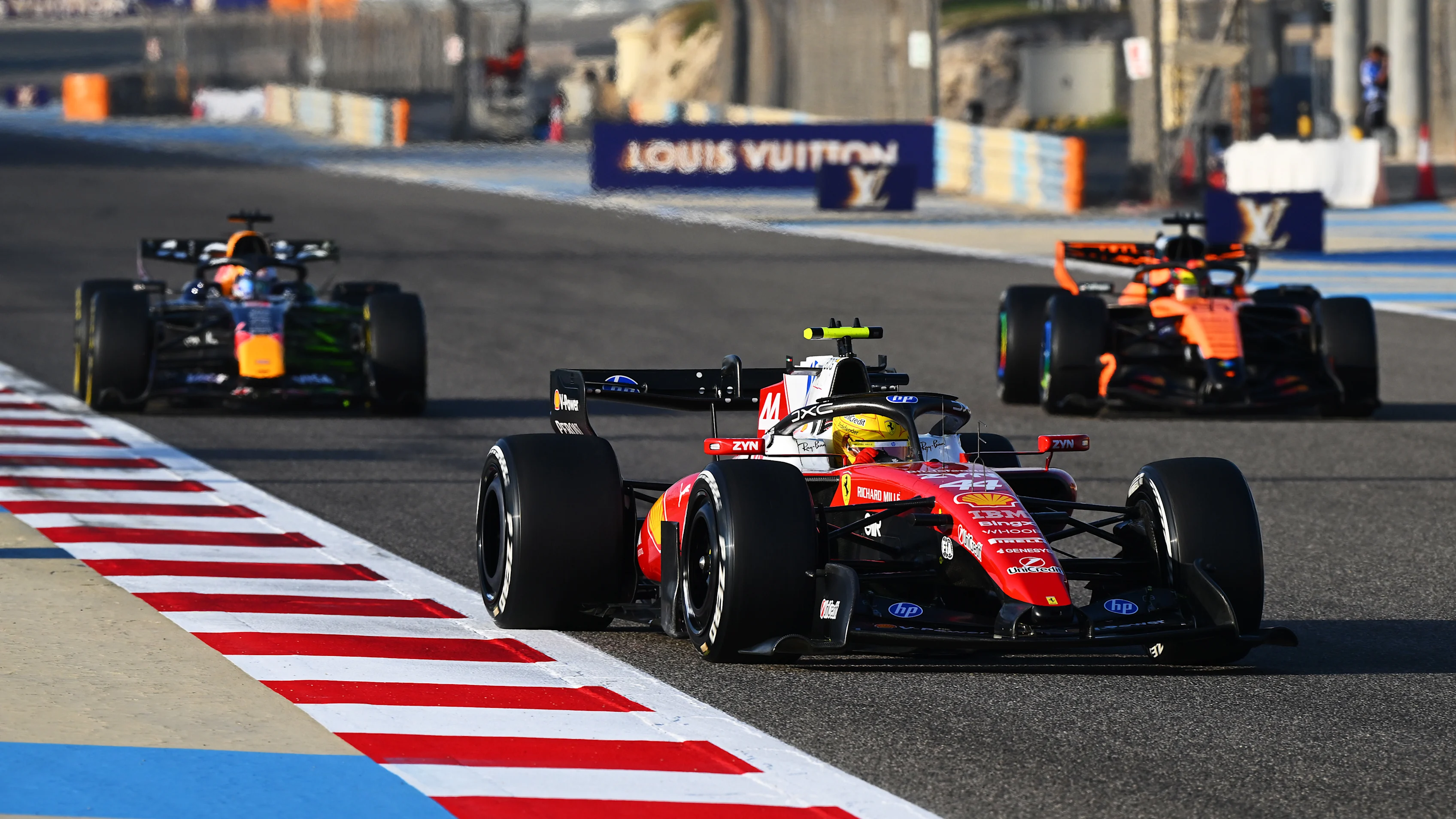 BAHRAIN, BAHRAIN - FEBRUARY 19: Lewis Hamilton of Great Britain driving the (44) Scuderia Ferrari