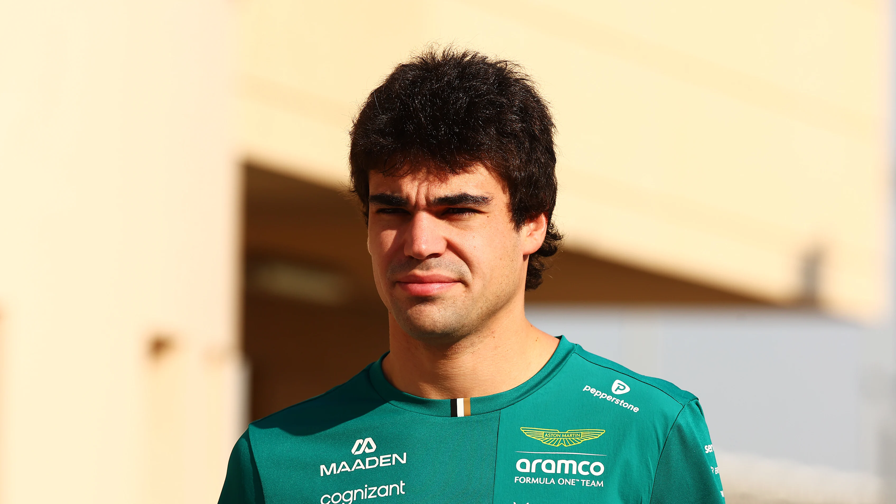 BAHRAIN, BAHRAIN - FEBRUARY 13: Lance Stroll of Canada and Aston Martin F1 Team arrives in the