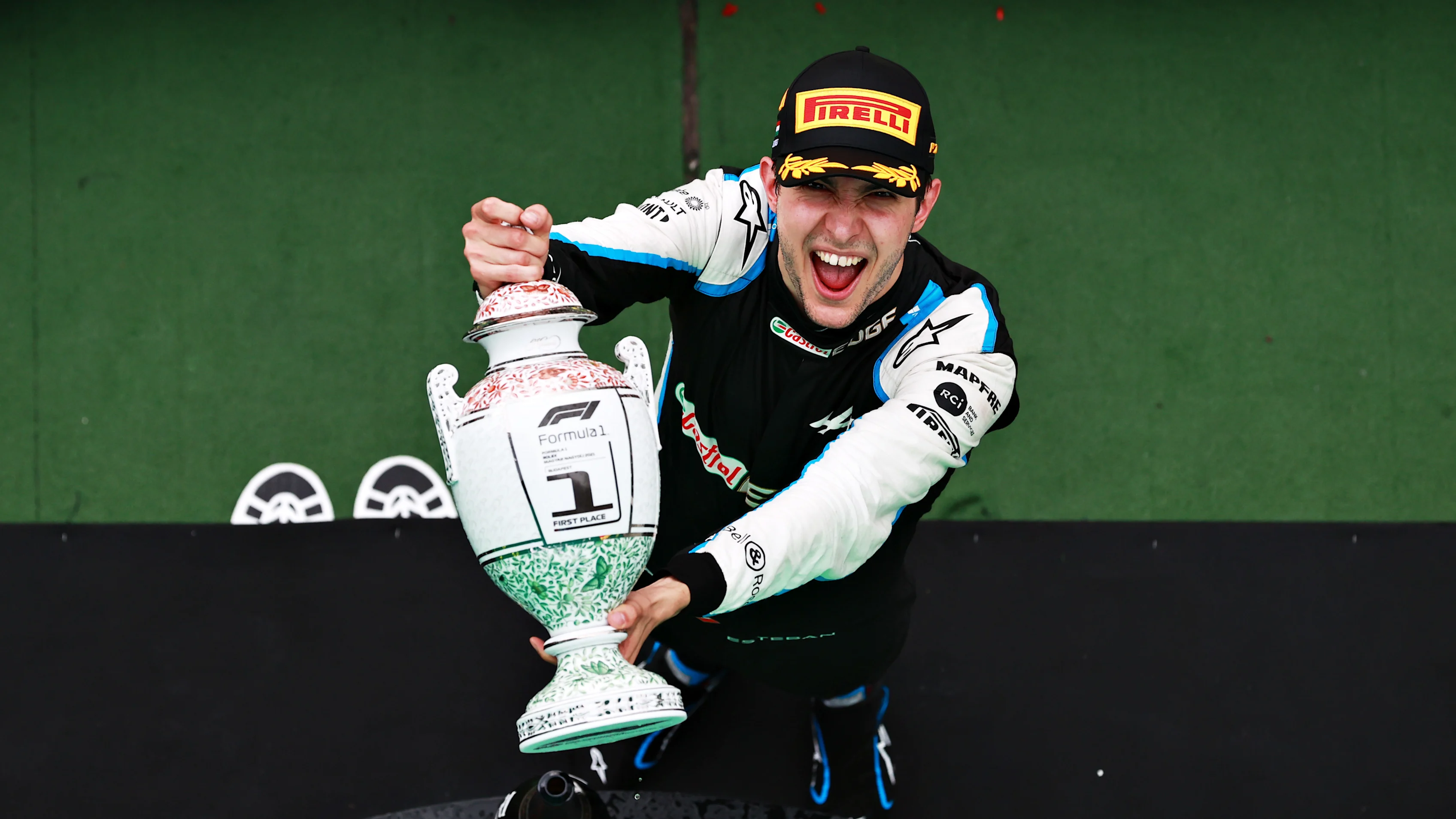 BUDAPEST, HUNGARY - AUGUST 01: Race winner Esteban Ocon of France and Alpine F1 Team celebrates on
