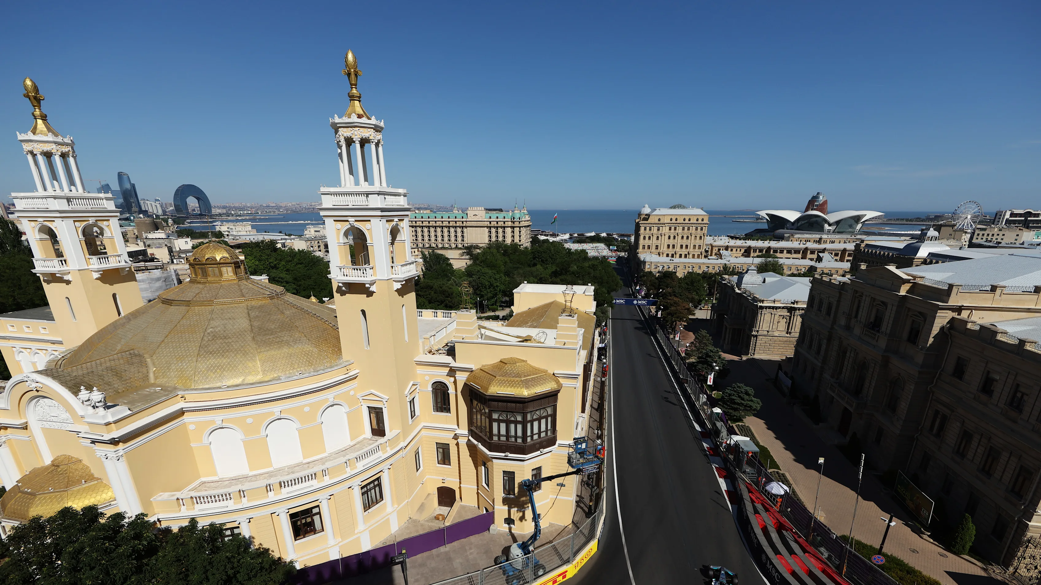 BAKU, AZERBAIJAN - JUNE 11: George Russell of Great Britain driving the (63) Mercedes AMG Petronas